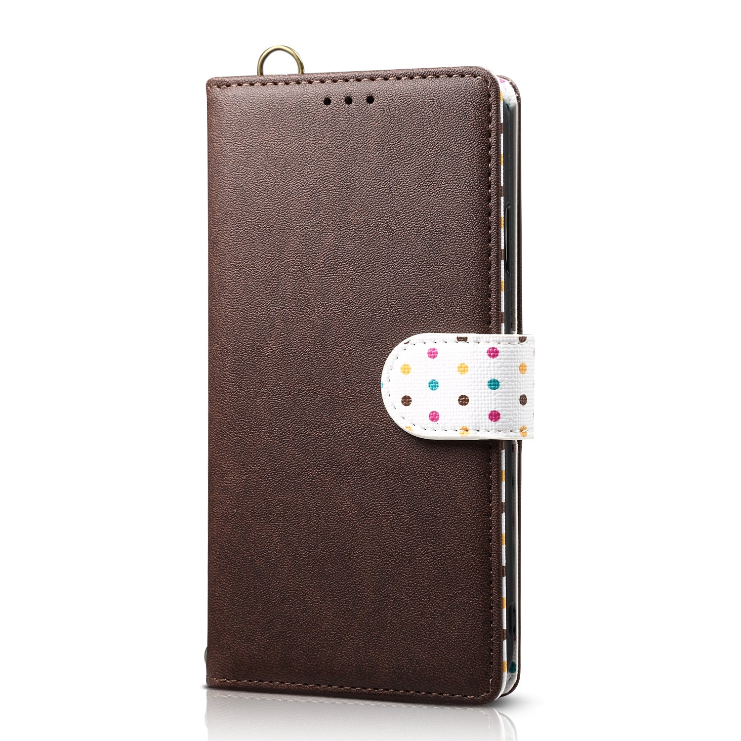 Retro Dots Decor Leather Phone Cover Shell with Lanyard for Samsung Galaxy S20 Plus / S20 Plus 5G - Brown