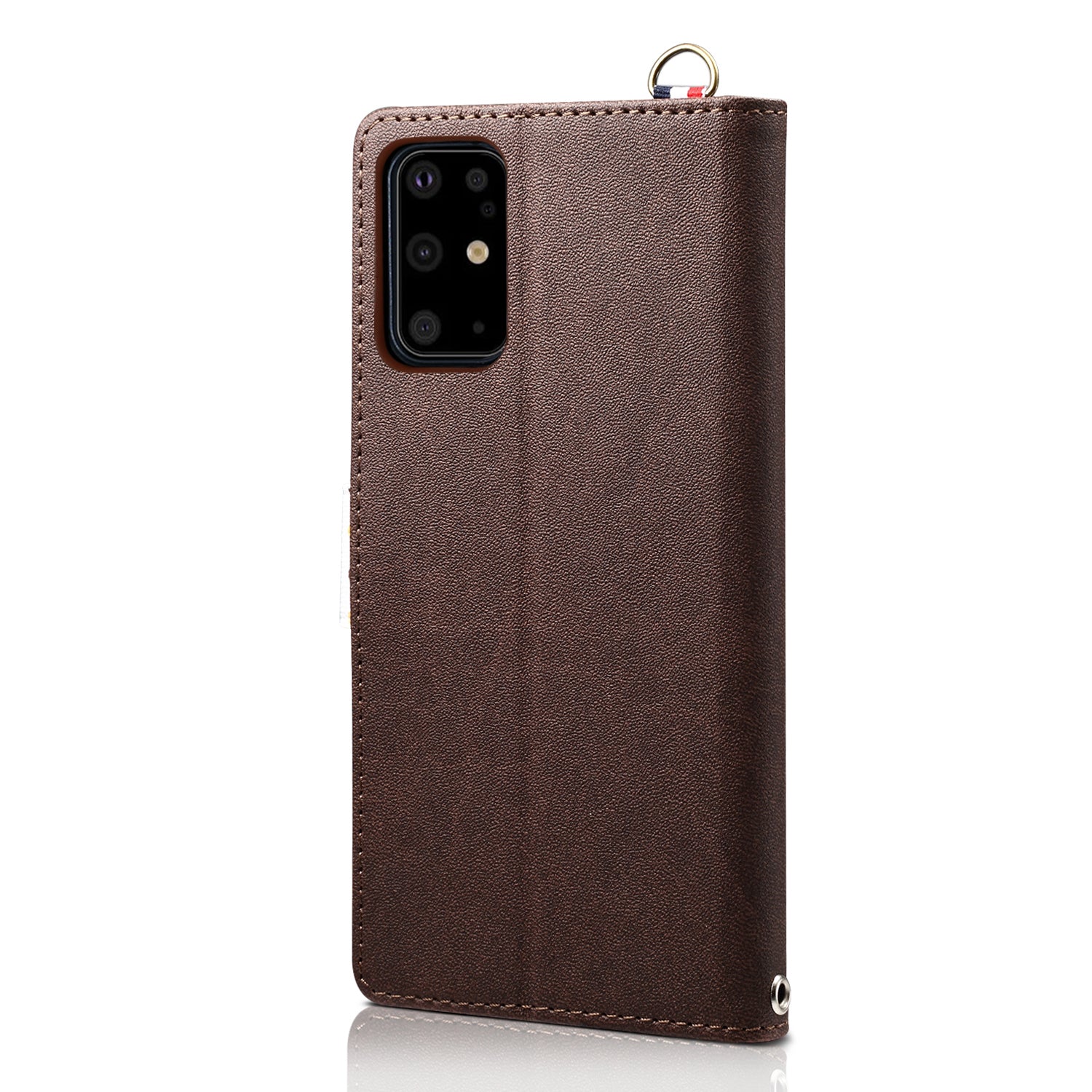 Retro Dots Decor Leather Phone Cover Shell with Lanyard for Samsung Galaxy S20 Plus / S20 Plus 5G - Brown