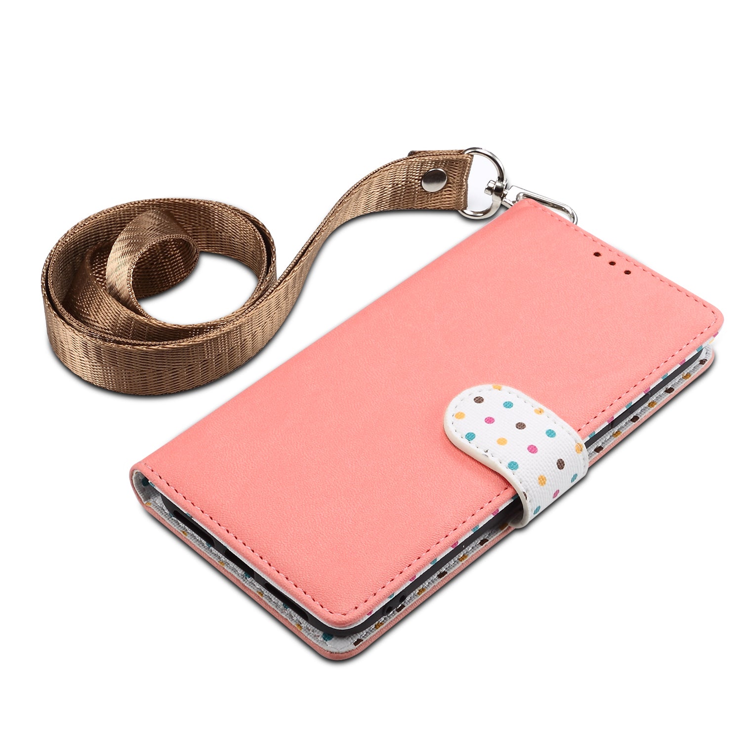 Retro Dots Decor Leather Phone Cover Shell with Lanyard for Samsung Galaxy S20 Plus / S20 Plus 5G - Orange