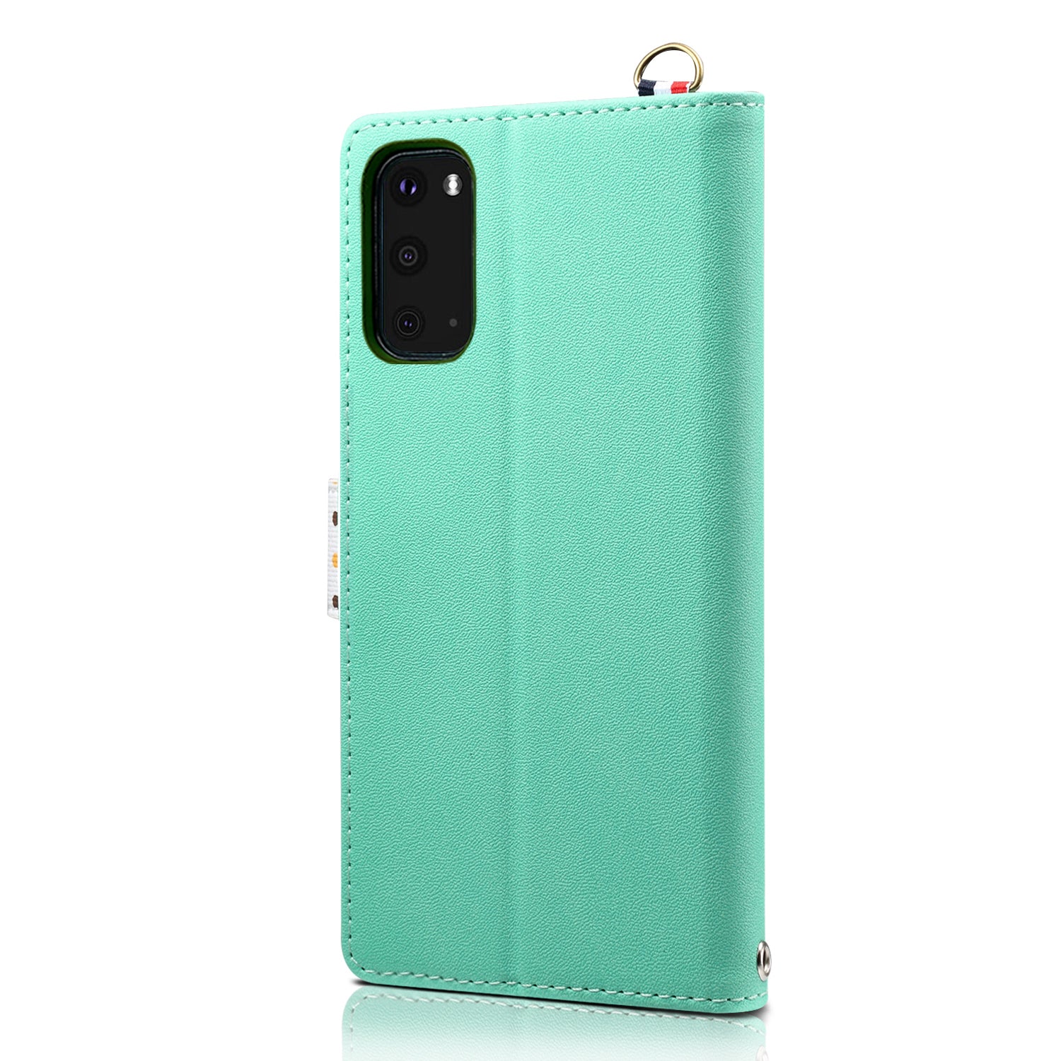 Retro Dots Decor Leather Phone Cover Shell with Lanyard for Samsung Galaxy S20 4G/S20 5G - Green