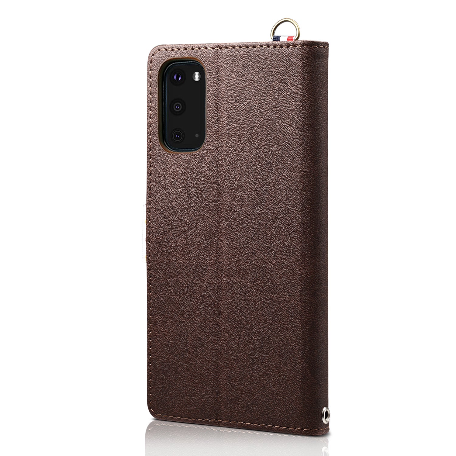 Retro Dots Decor Leather Phone Cover Shell with Lanyard for Samsung Galaxy S20 4G/S20 5G - Brown