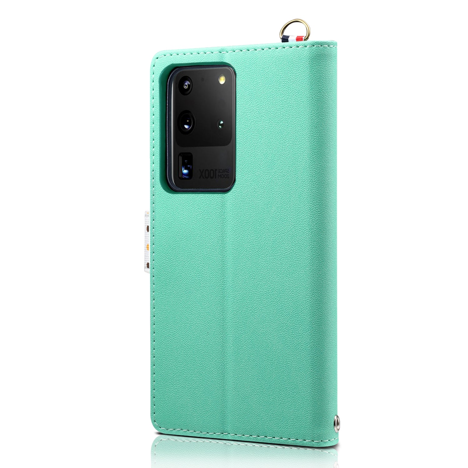 Polk Dots Style Wallet Stand Flip Leather Phone Shell for Samsung Galaxy S20 Ultra - Green