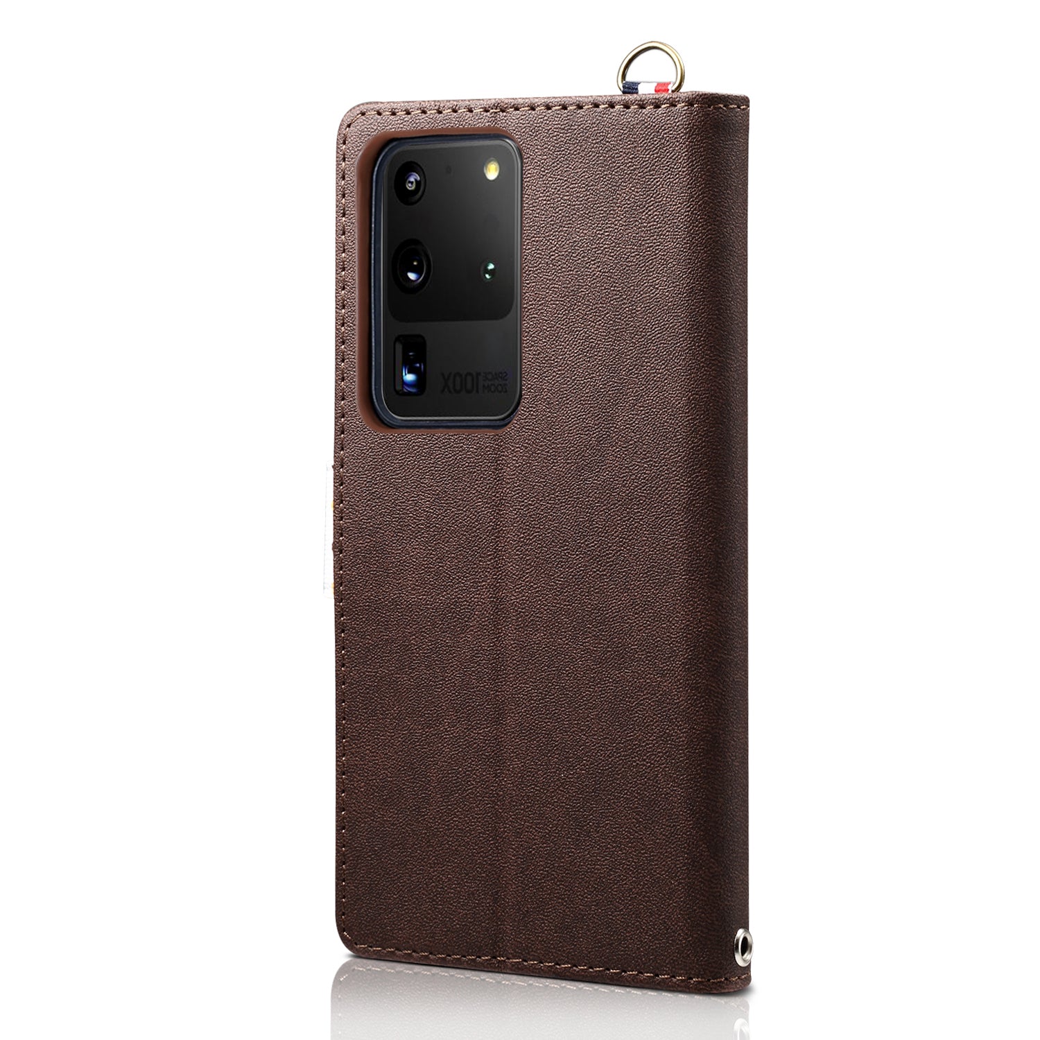 Polk Dots Style Wallet Stand Flip Leather Phone Shell for Samsung Galaxy S20 Ultra - Brown