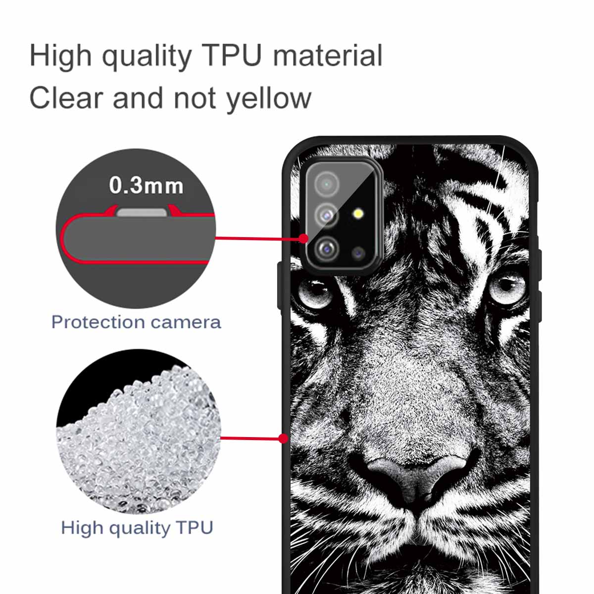 Matte Pattern Printing TPU Back Case for Samsung Galaxy S20 Plus - Tiger Face