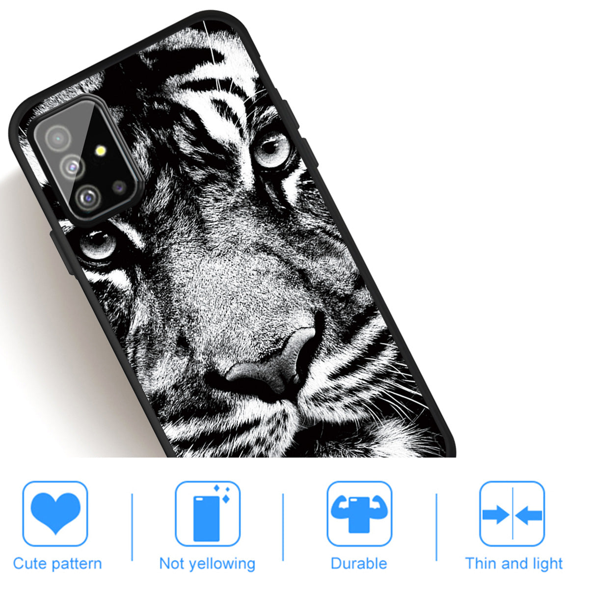 Matte Pattern Printing TPU Back Case for Samsung Galaxy S20 Plus - Tiger Face