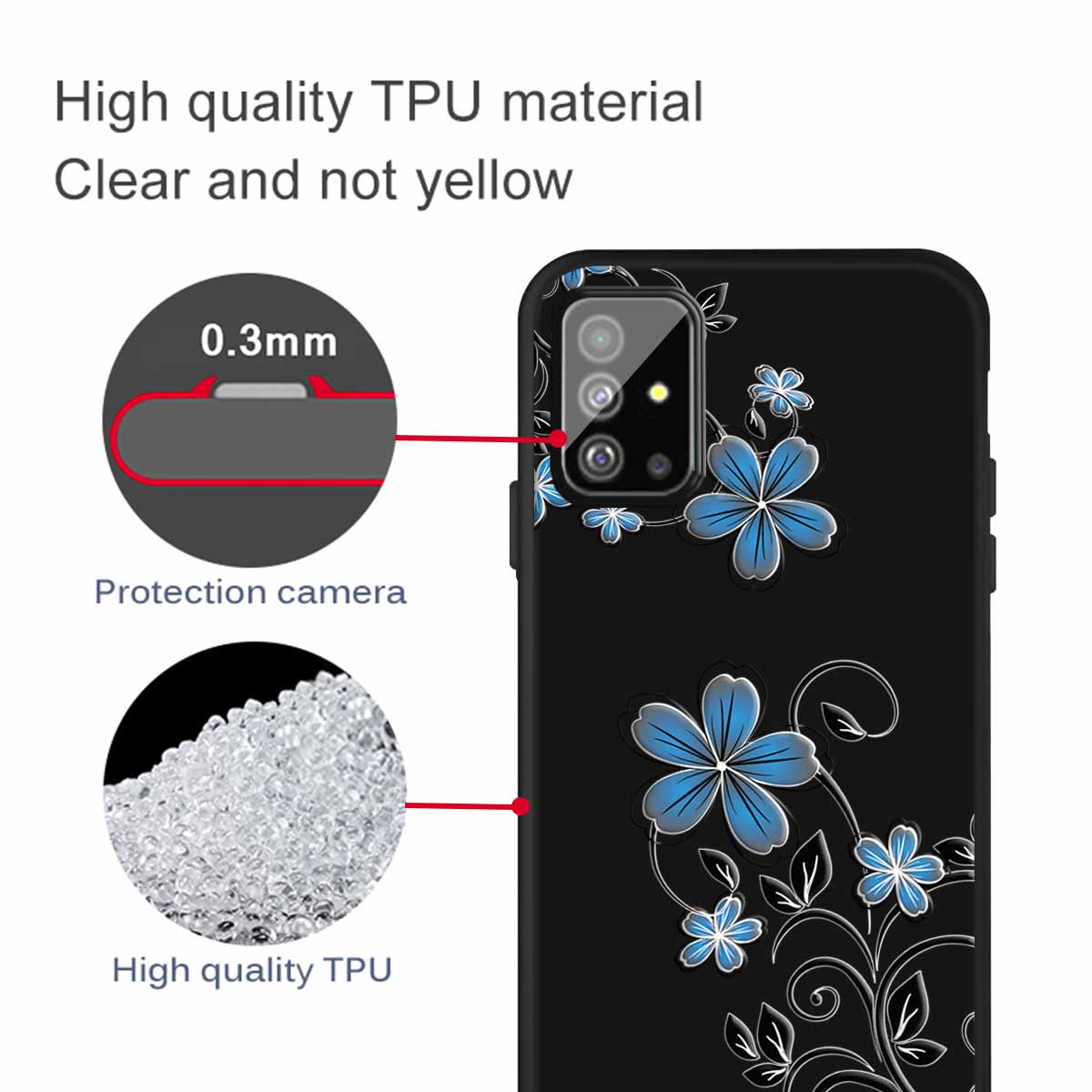 Matte Pattern Printing TPU Back Case for Samsung Galaxy S20 Plus - Blue Flowers