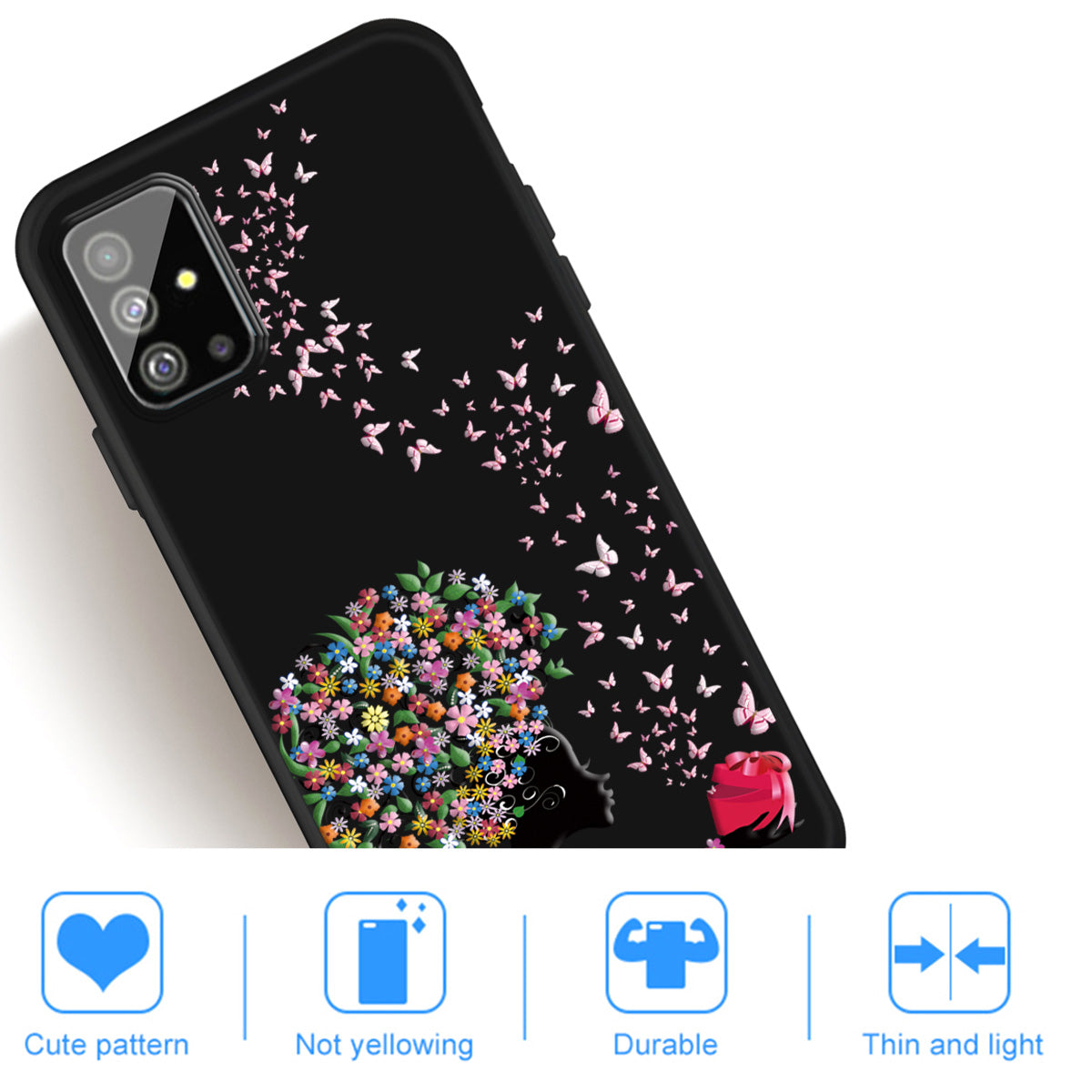 Matte Pattern Printing TPU Back Case for Samsung Galaxy S20 Plus - Color Flower and Butterflies