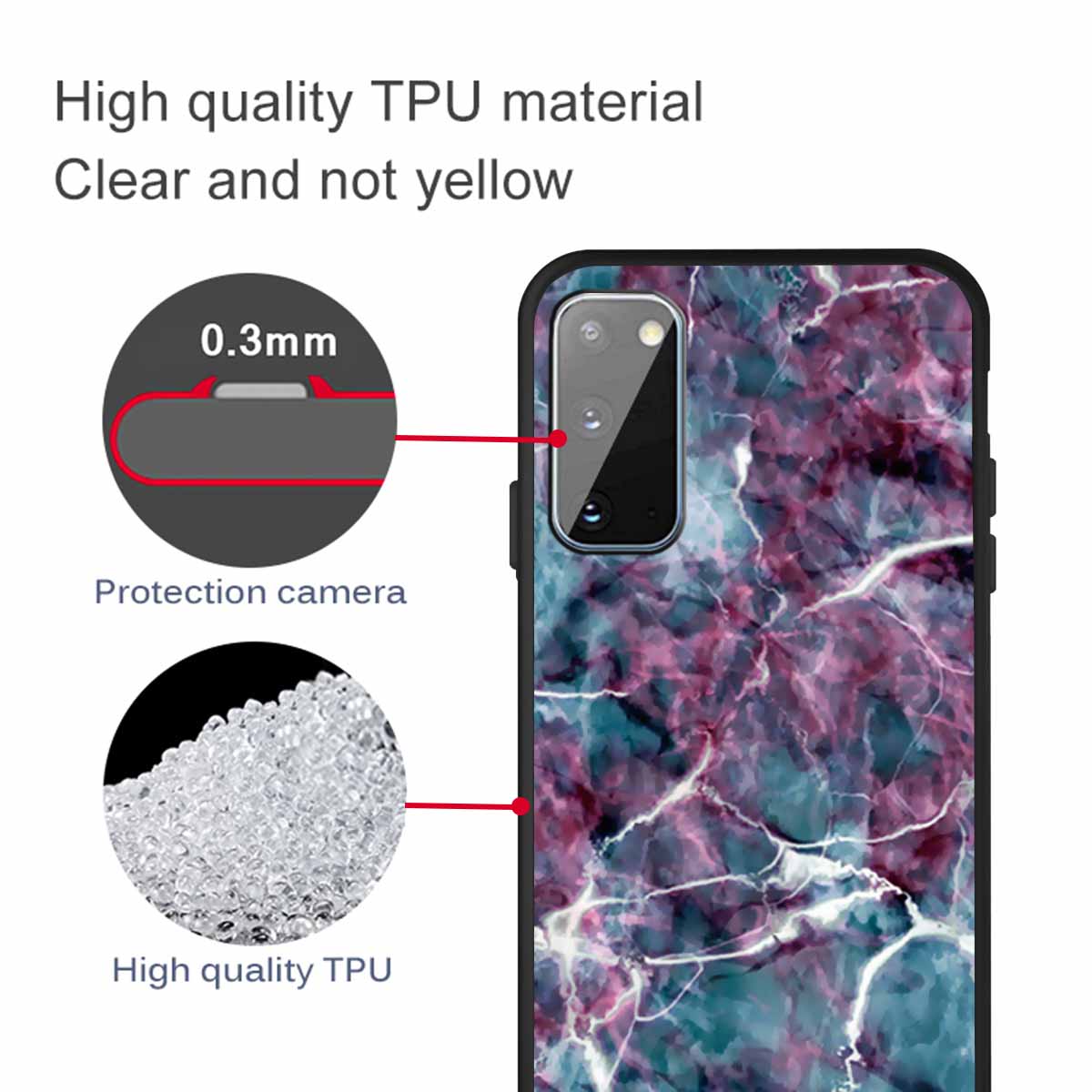 Matte Pattern Printing TPU Phone Cover for Samsung Galaxy S20 4G/S20 5G - Marble Pattern