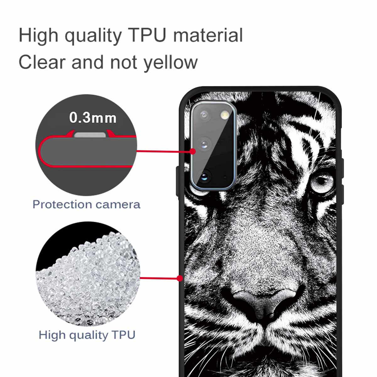 Matte Pattern Printing TPU Phone Cover for Samsung Galaxy S20 4G/S20 5G - Tiger Face