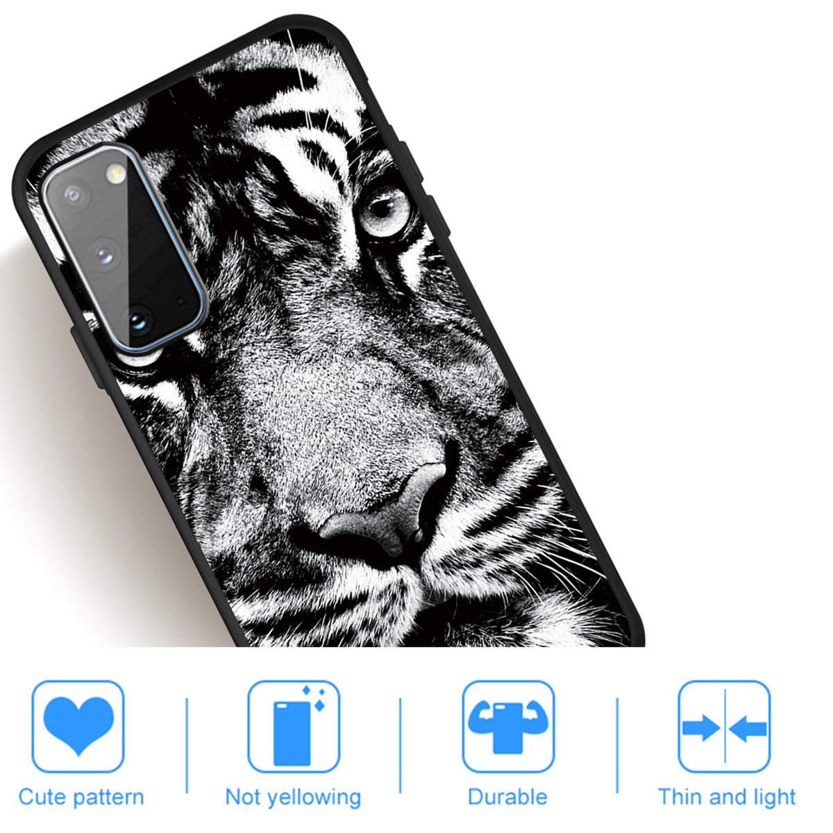 Matte Pattern Printing TPU Phone Cover for Samsung Galaxy S20 4G/S20 5G - Tiger Face