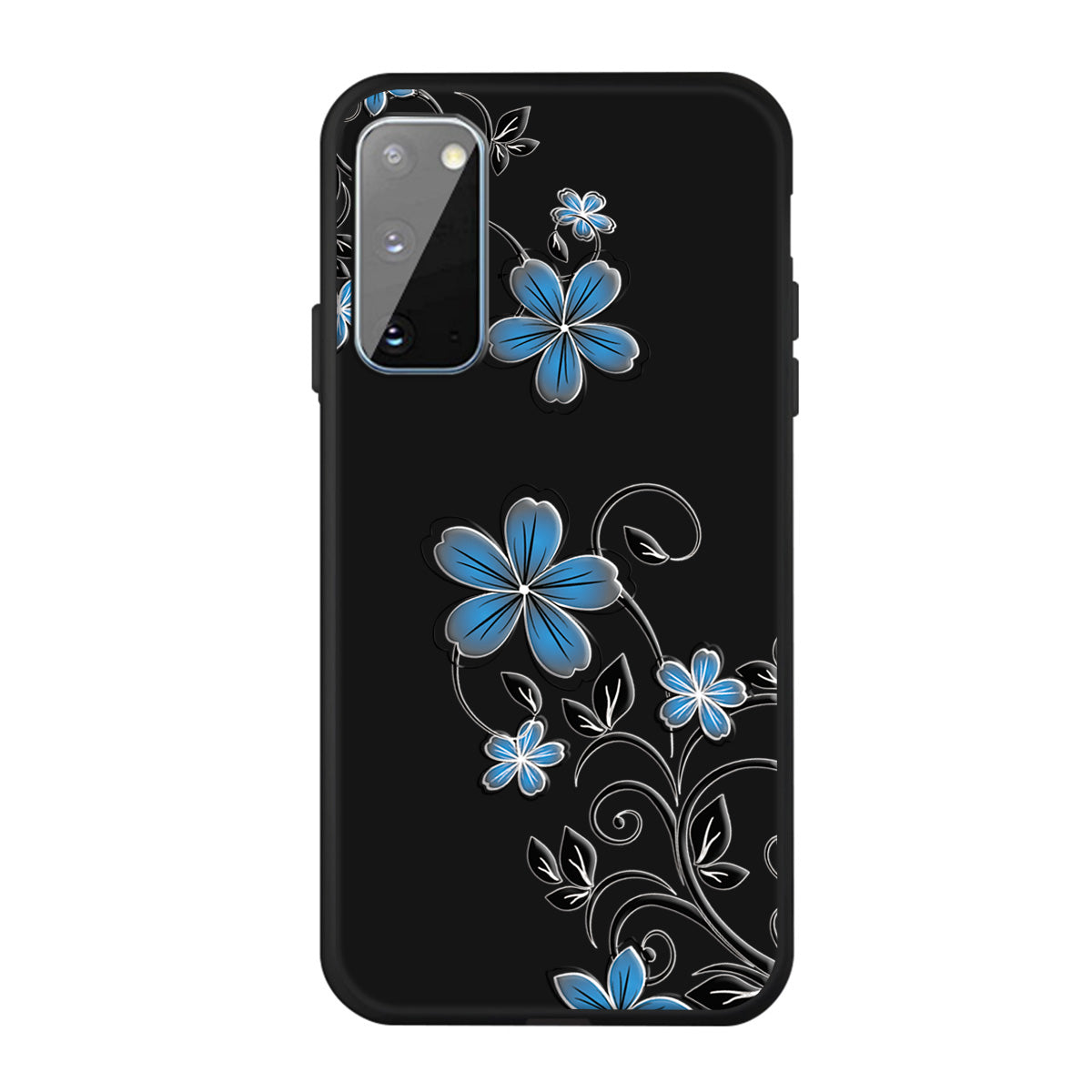 Matte Pattern Printing TPU Phone Cover for Samsung Galaxy S20 4G/S20 5G - Blue Flowers