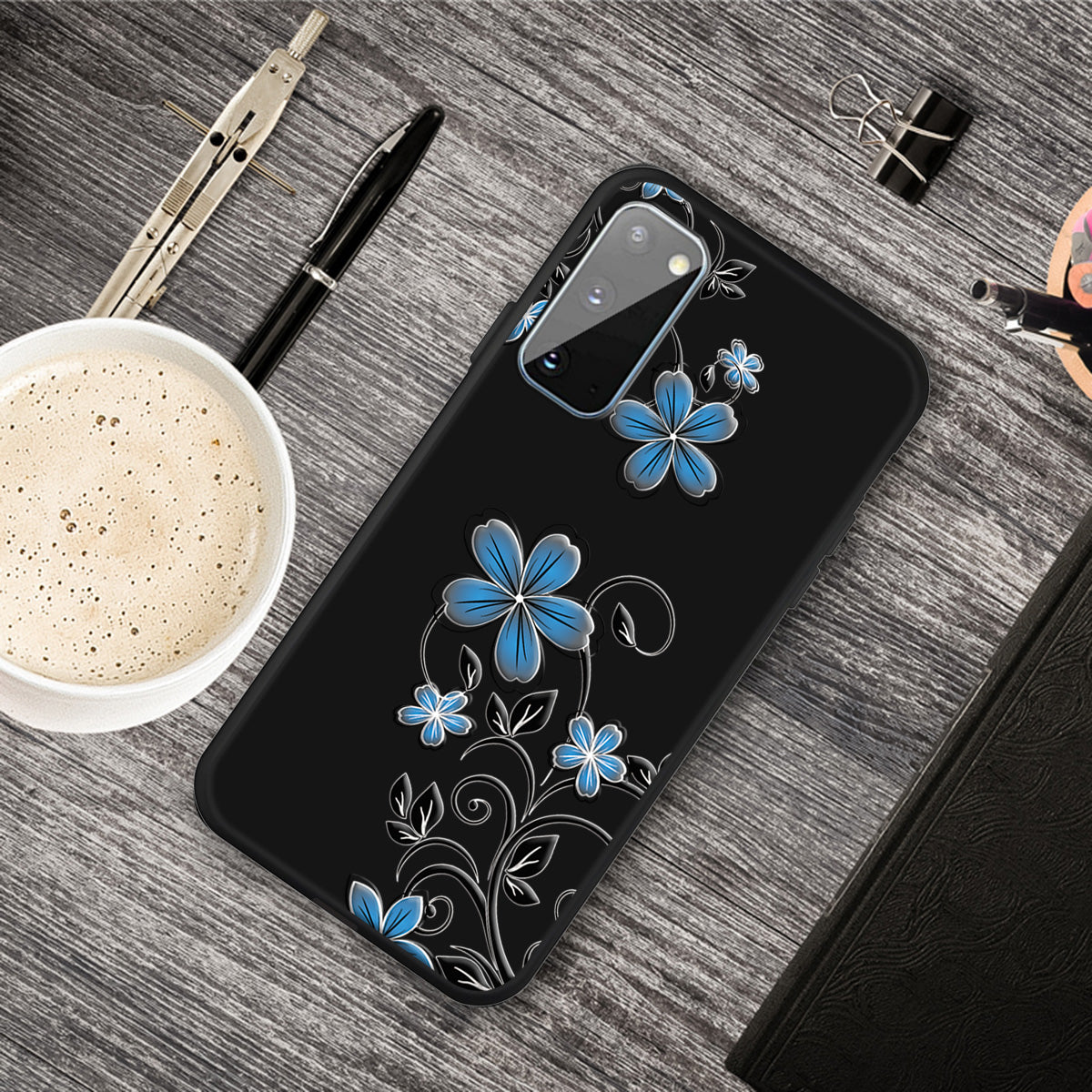 Matte Pattern Printing TPU Phone Cover for Samsung Galaxy S20 4G/S20 5G - Blue Flowers