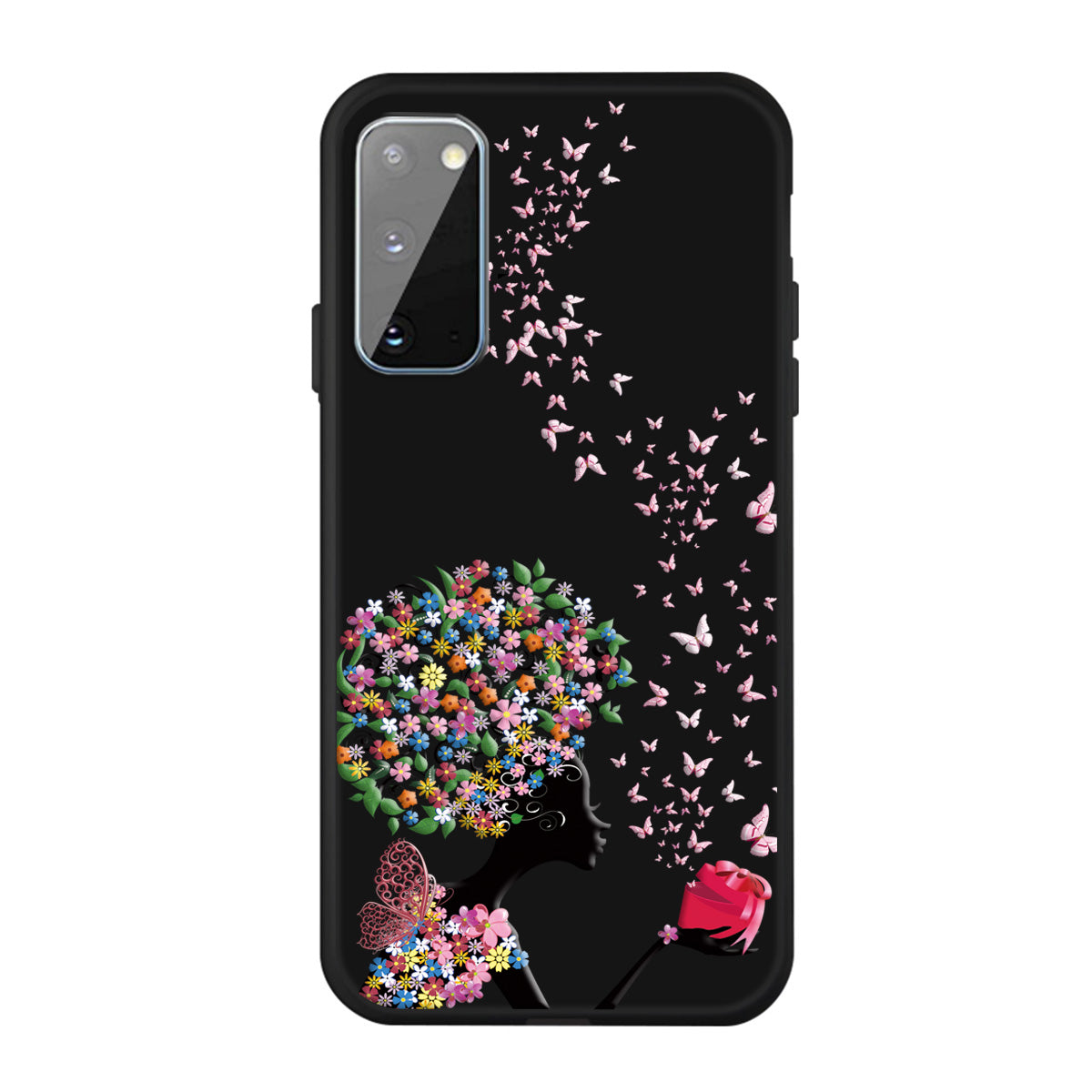 Matte Pattern Printing TPU Phone Cover for Samsung Galaxy S20 4G/S20 5G - Flower and Butterflies