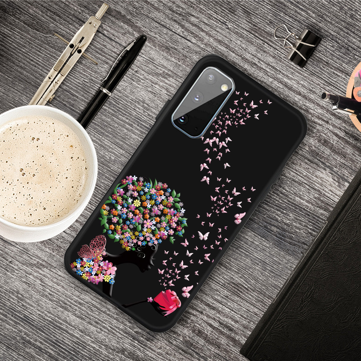 Matte Pattern Printing TPU Phone Cover for Samsung Galaxy S20 4G/S20 5G - Flower and Butterflies