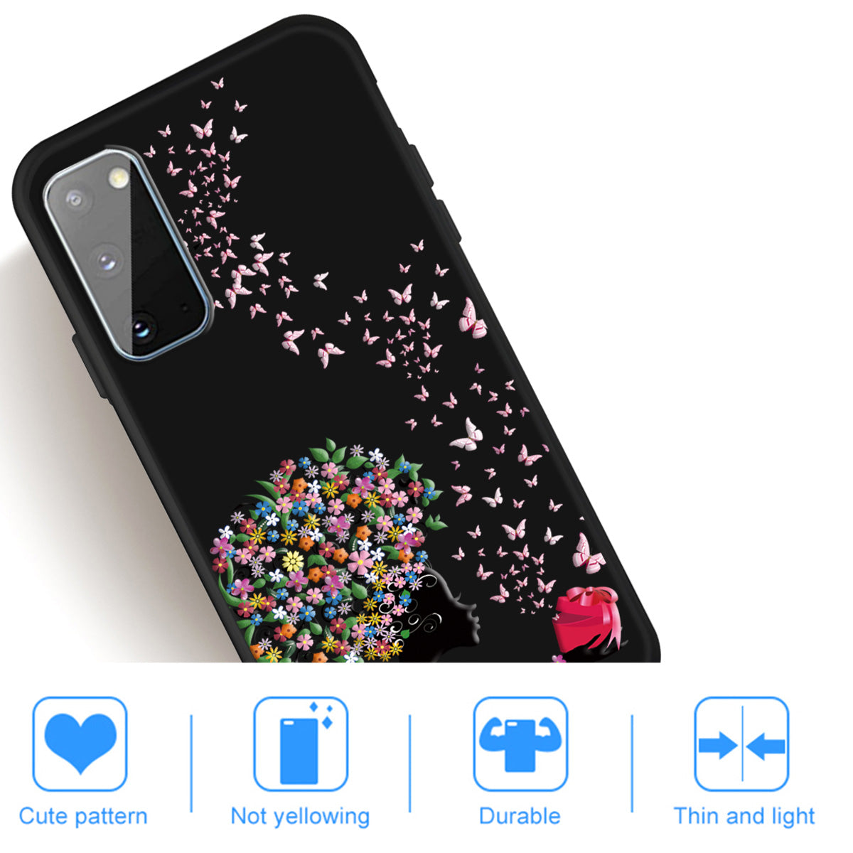 Matte Pattern Printing TPU Phone Cover for Samsung Galaxy S20 4G/S20 5G - Flower and Butterflies