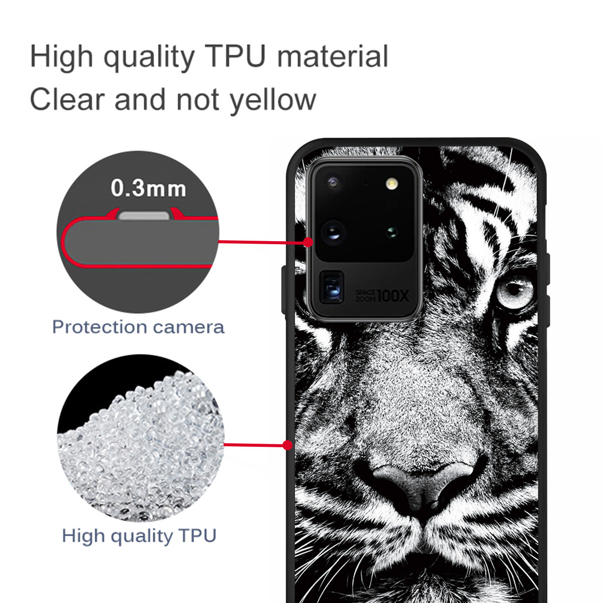 Matte Pattern Printing Soft TPU Case Cover for Samsung Galaxy S20 Ultra - Tiger