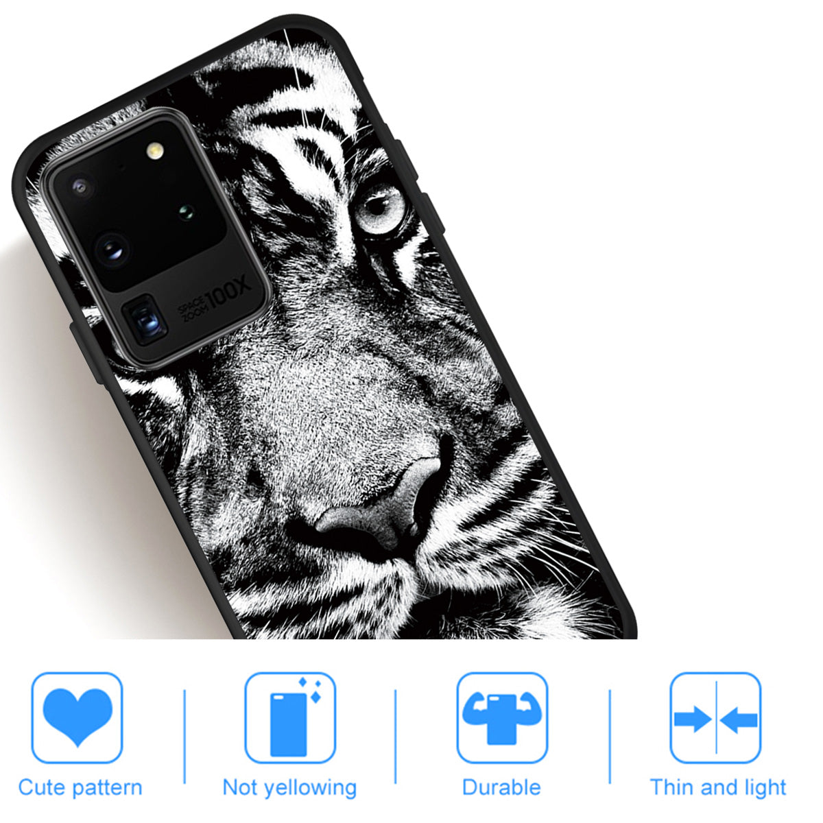 Matte Pattern Printing Soft TPU Case Cover for Samsung Galaxy S20 Ultra - Tiger