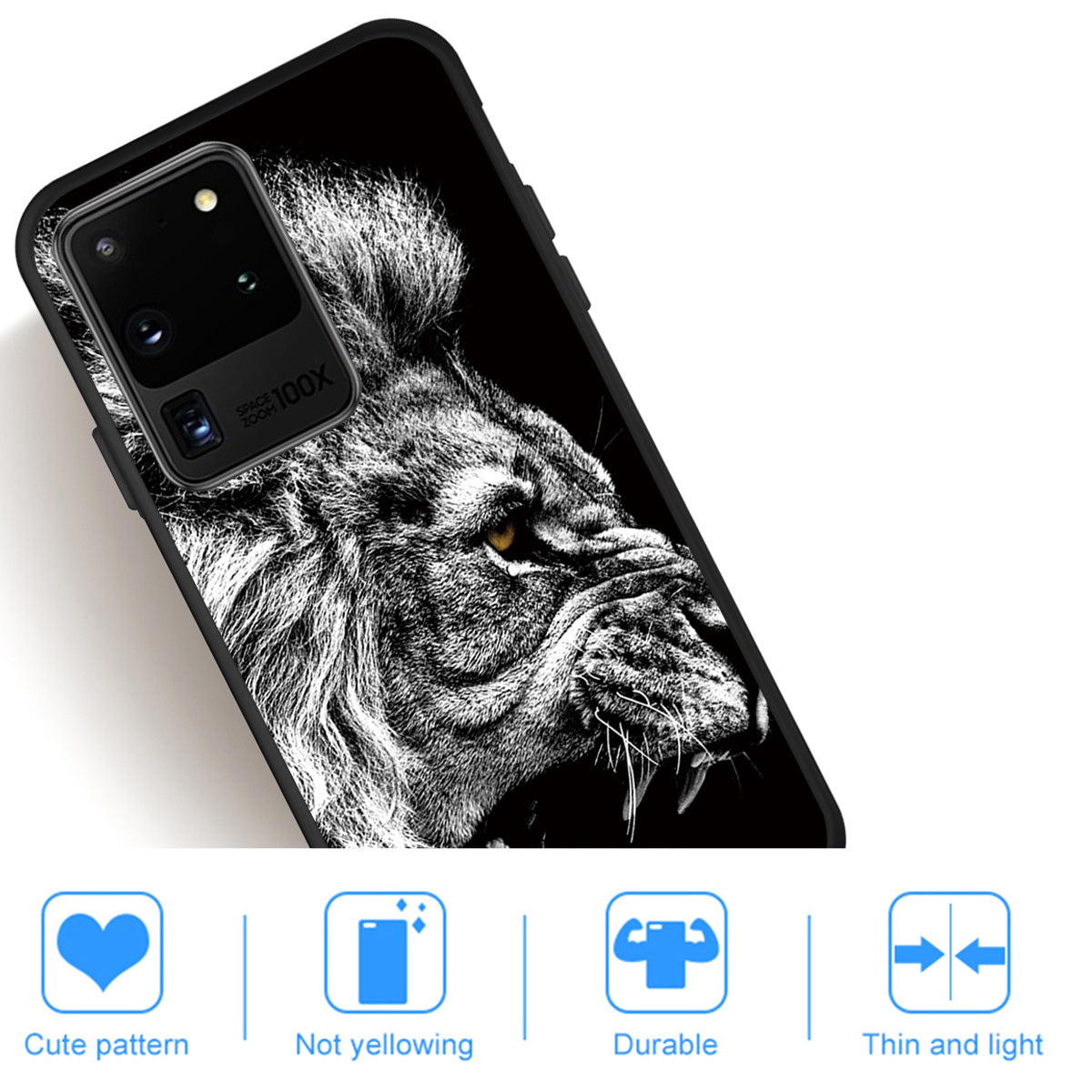 Matte Pattern Printing Soft TPU Case Cover for Samsung Galaxy S20 Ultra - Lion