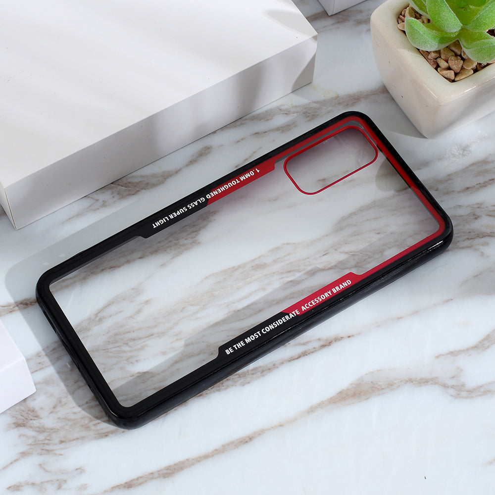 Clear PC Back + Silicone Frame Phone Cover Shell for Samsung Galaxy S20 4G/S20 5G - Red / Black