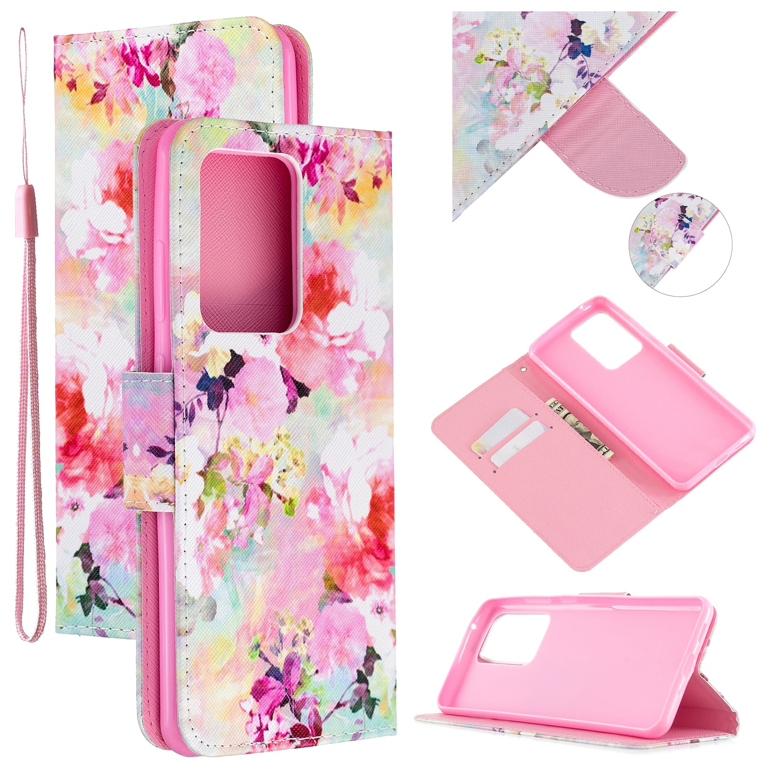 Pattern Printing Cross Texture Leather Wallet Case for Samsung Galaxy S20 Ultra - Vivid Flowers