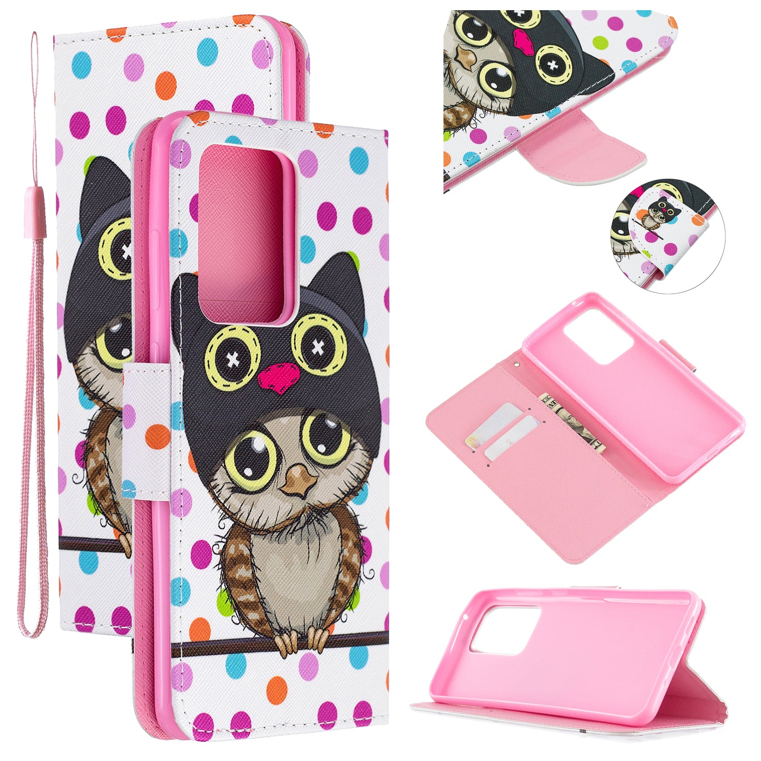 Pattern Printing Cross Texture Leather Wallet Case for Samsung Galaxy S20 Ultra - Owl