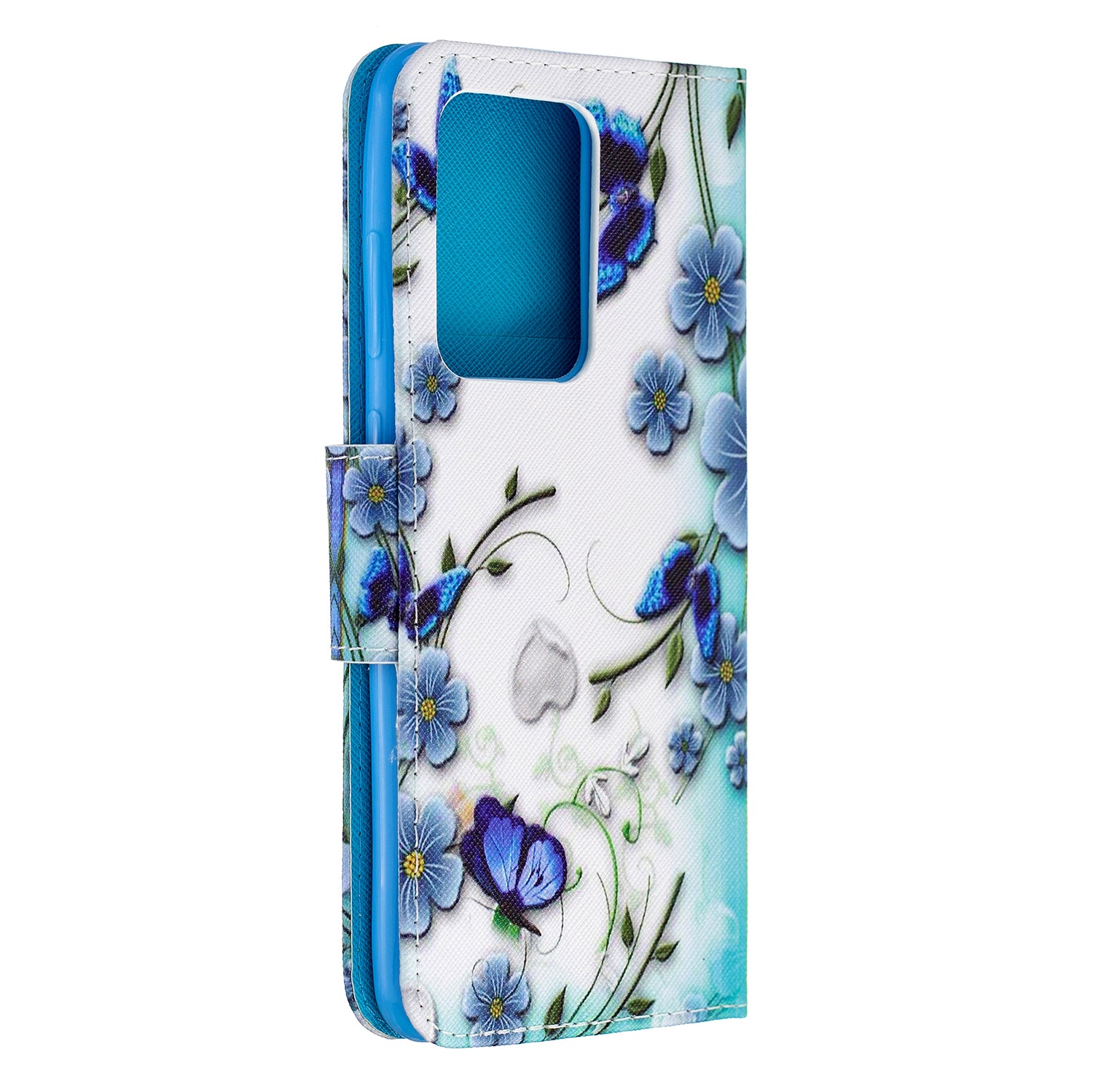 Pattern Printing Cross Texture Leather Wallet Case for Samsung Galaxy S20 Ultra - Butterfly and Flower