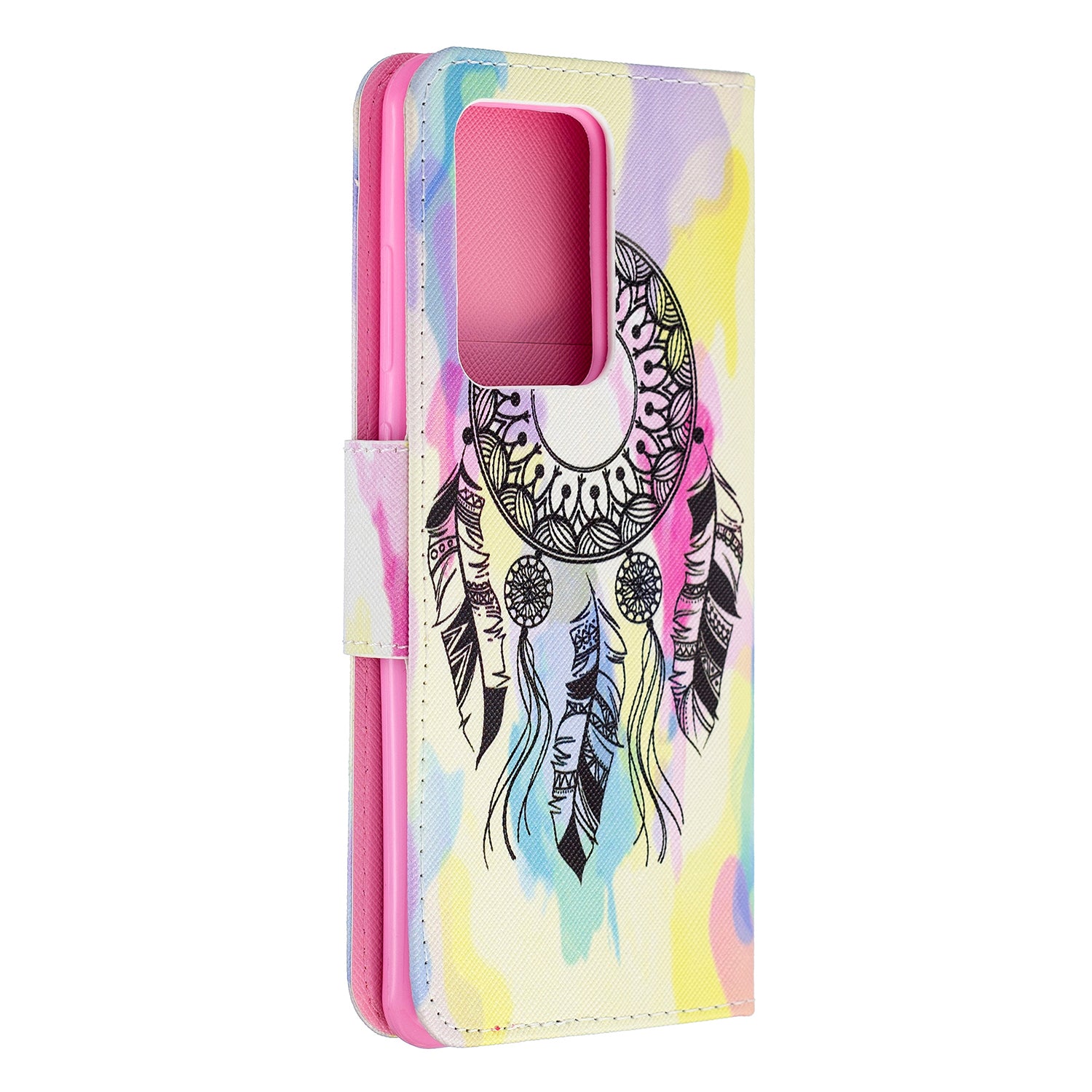 Pattern Printing Cross Texture Leather Wallet Case for Samsung Galaxy S20 Ultra - Dream Catcher