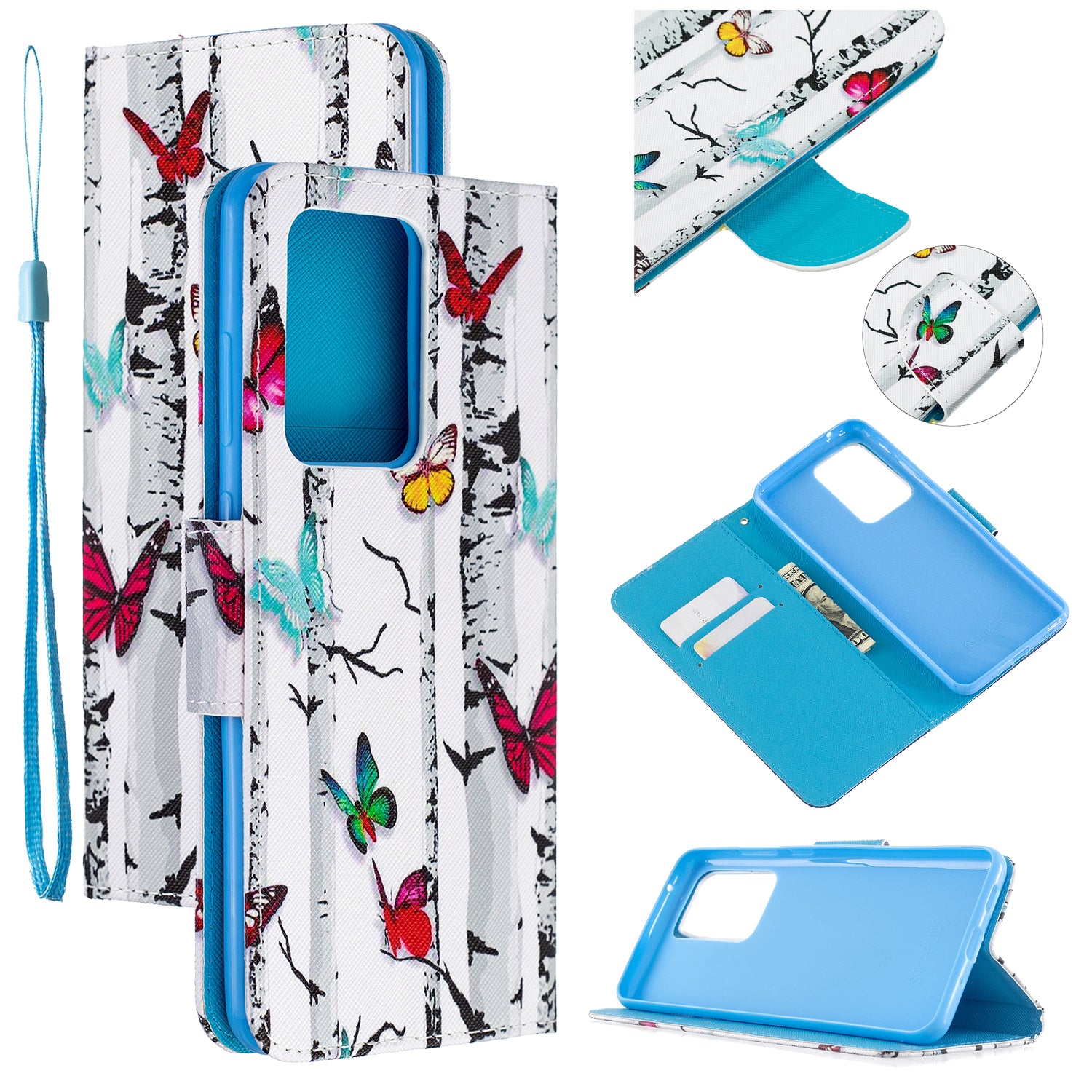 Pattern Printing Cross Texture Leather Wallet Case for Samsung Galaxy S20 Ultra - Colorful Butterflies