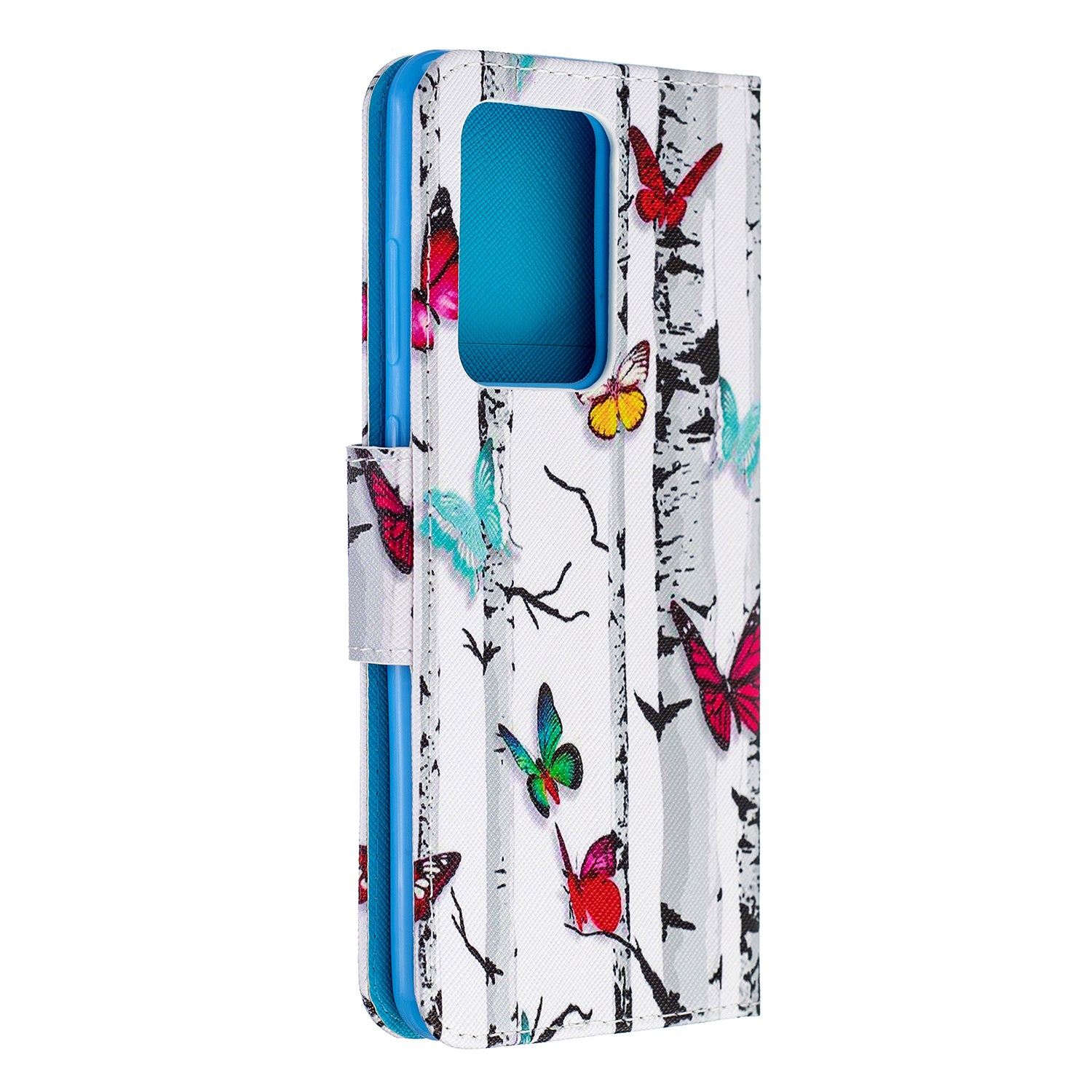 Pattern Printing Cross Texture Leather Wallet Case for Samsung Galaxy S20 Ultra - Colorful Butterflies