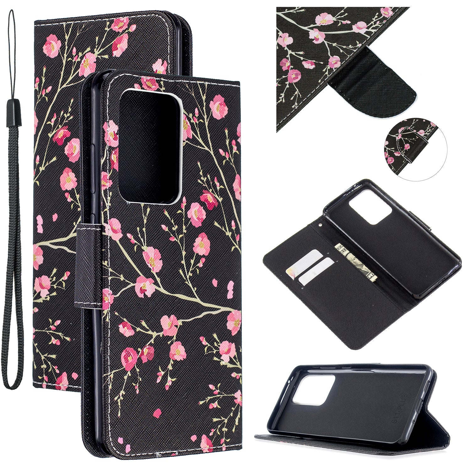 Pattern Printing Cross Texture Leather Wallet Case for Samsung Galaxy S20 Ultra - Pink Flowers