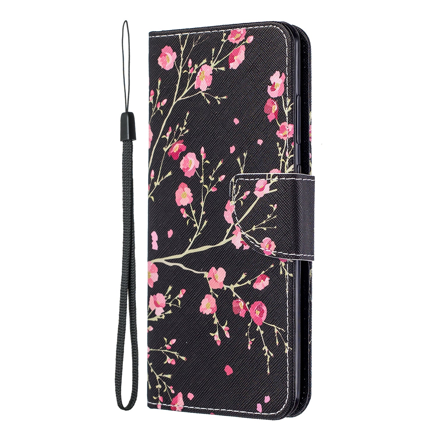 Pattern Printing Cross Texture Leather Wallet Case for Samsung Galaxy S20 Ultra - Pink Flowers