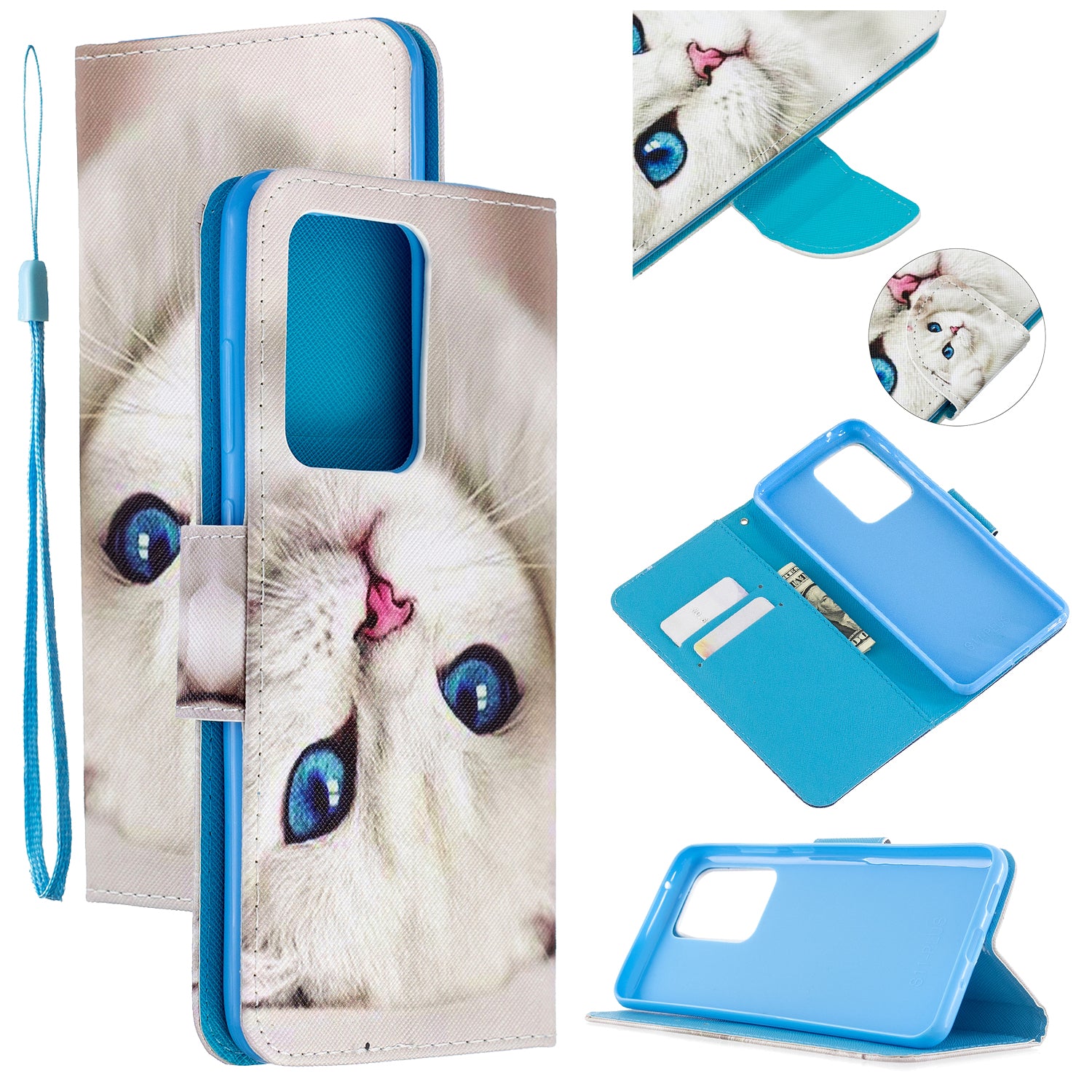 Pattern Printing Cross Texture Leather Wallet Case for Samsung Galaxy S20 Ultra - Cat