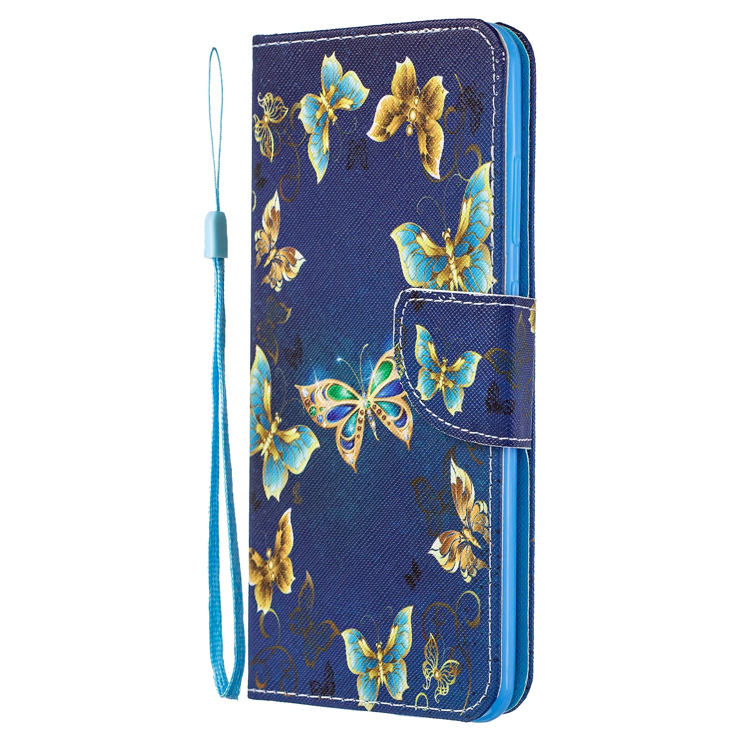 Pattern Printing Cross Texture Leather Wallet Case for Samsung Galaxy S20 Ultra - Butterfly Pattern