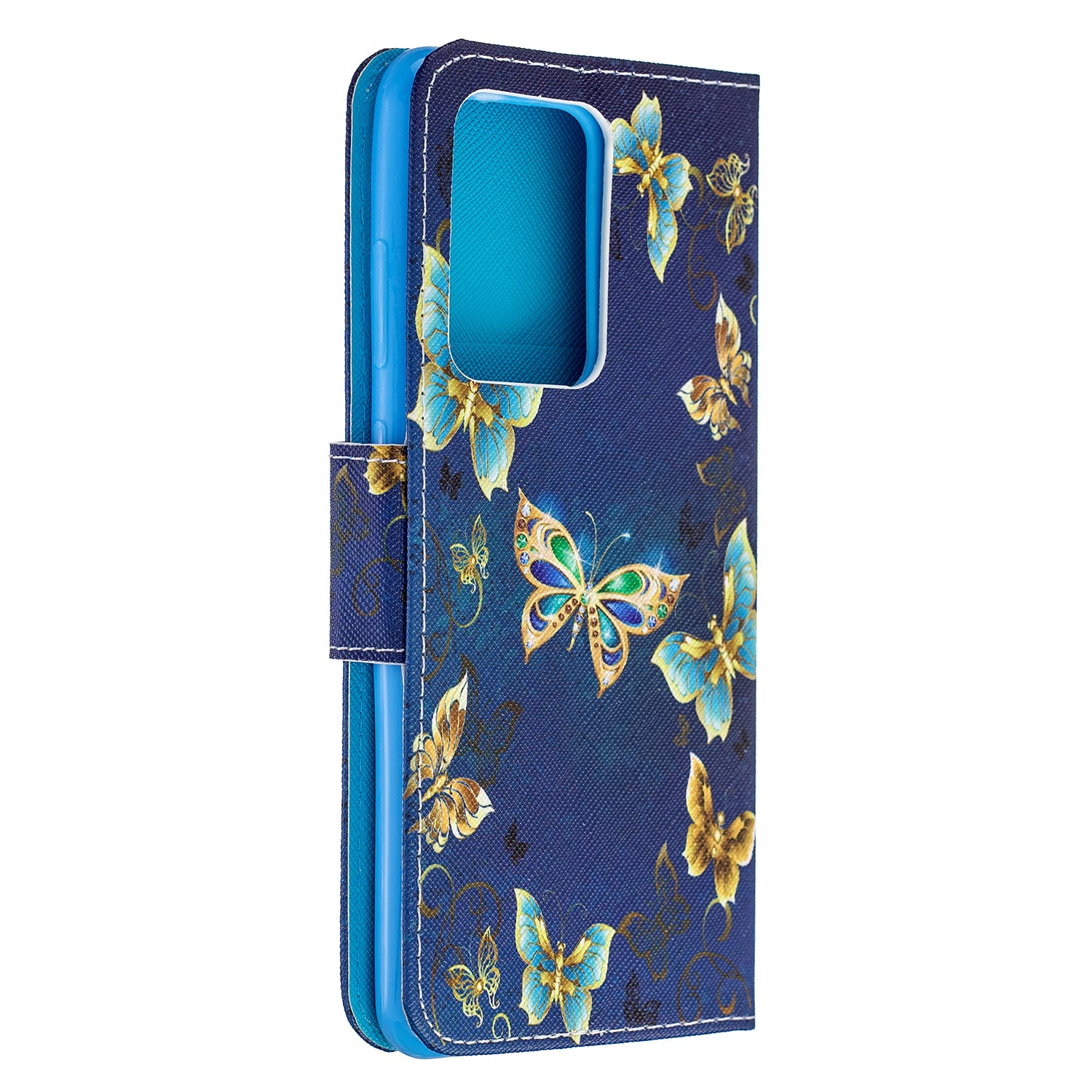 Pattern Printing Cross Texture Leather Wallet Case for Samsung Galaxy S20 Ultra - Butterfly Pattern