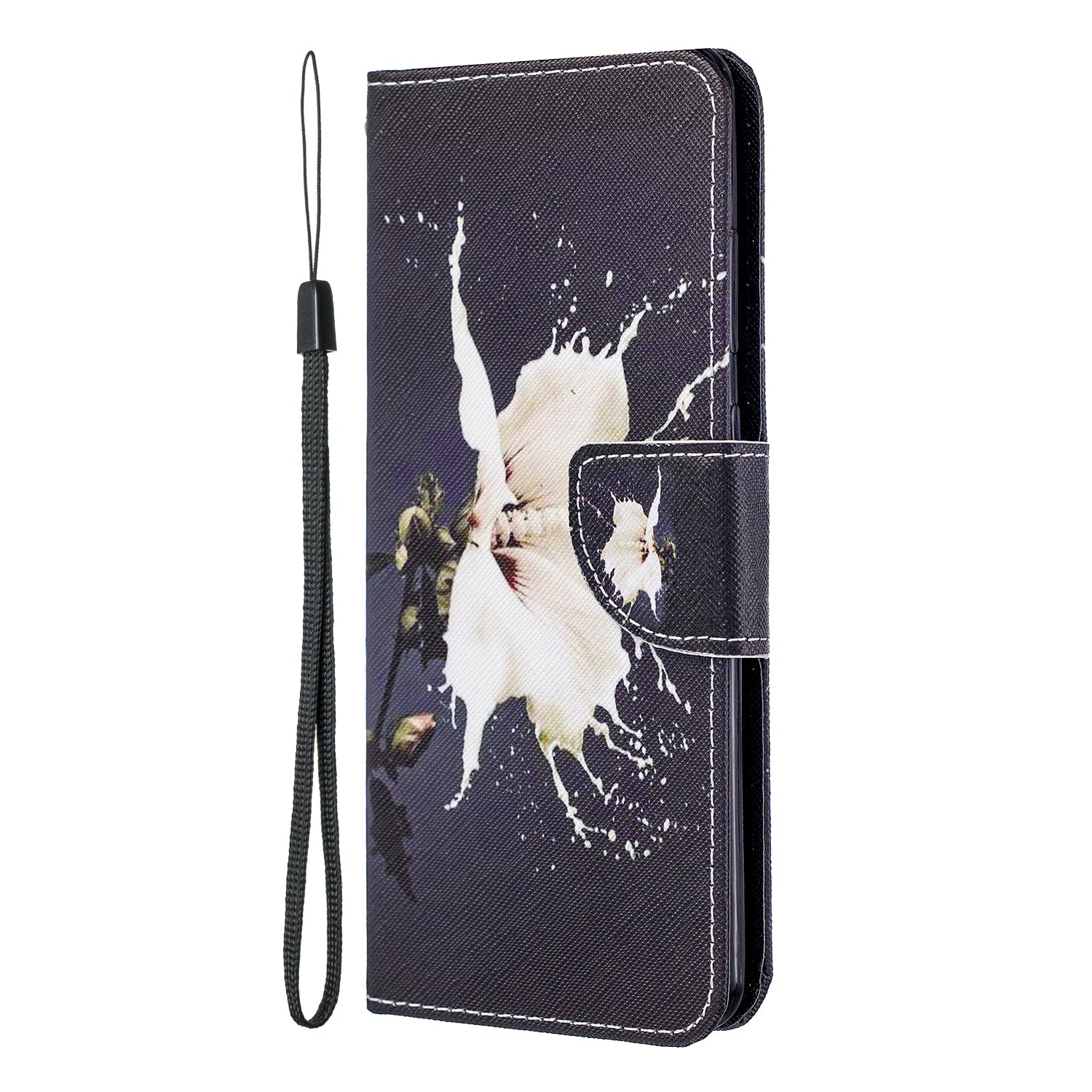 Pattern Printing Cross Texture Leather Wallet Case for Samsung Galaxy S20 Ultra - White Flower