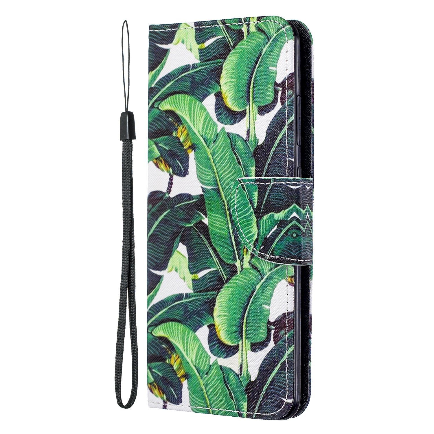 Pattern Printing Cross Texture Leather Wallet Case for Samsung Galaxy S20 Ultra - Leaf Pattern