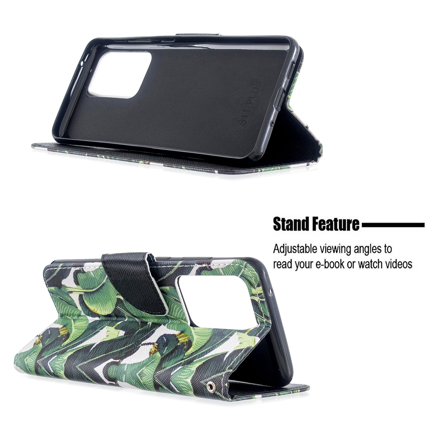 Pattern Printing Cross Texture Leather Wallet Case for Samsung Galaxy S20 Ultra - Leaf Pattern