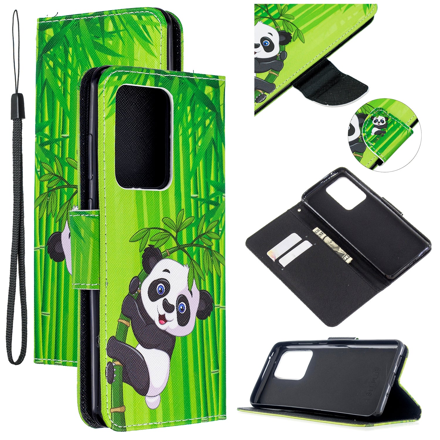 Pattern Printing Cross Texture Leather Wallet Case for Samsung Galaxy S20 Ultra - Panda