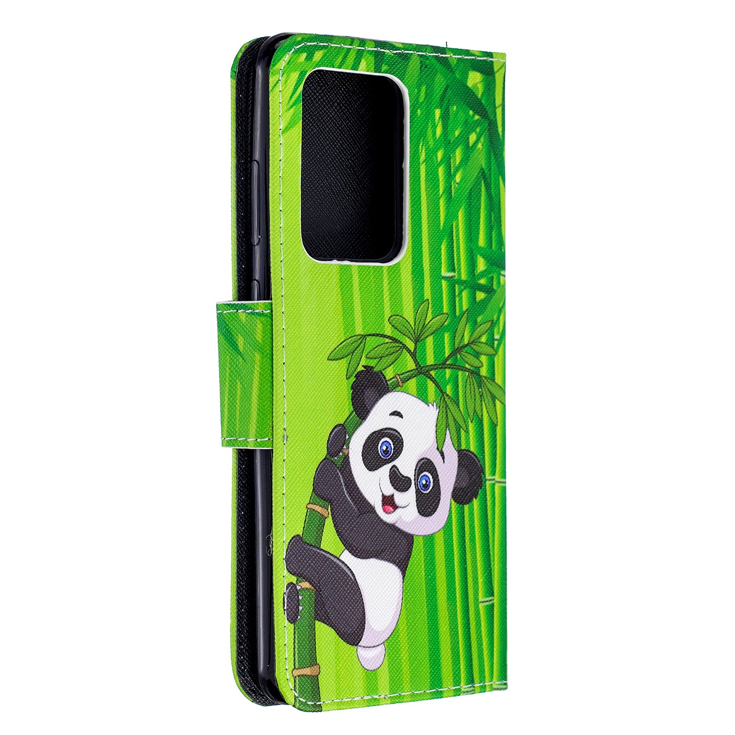 Pattern Printing Cross Texture Leather Wallet Case for Samsung Galaxy S20 Ultra - Panda