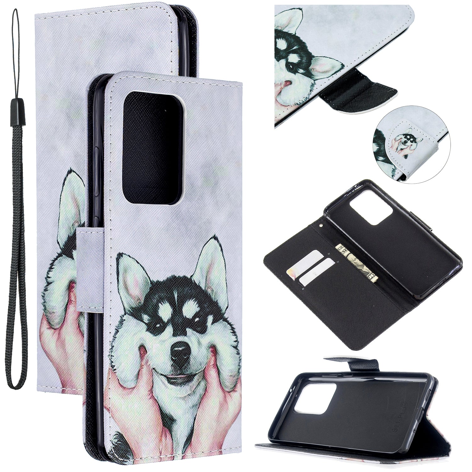 Pattern Printing Cross Texture Leather Wallet Case for Samsung Galaxy S20 Ultra - Dog