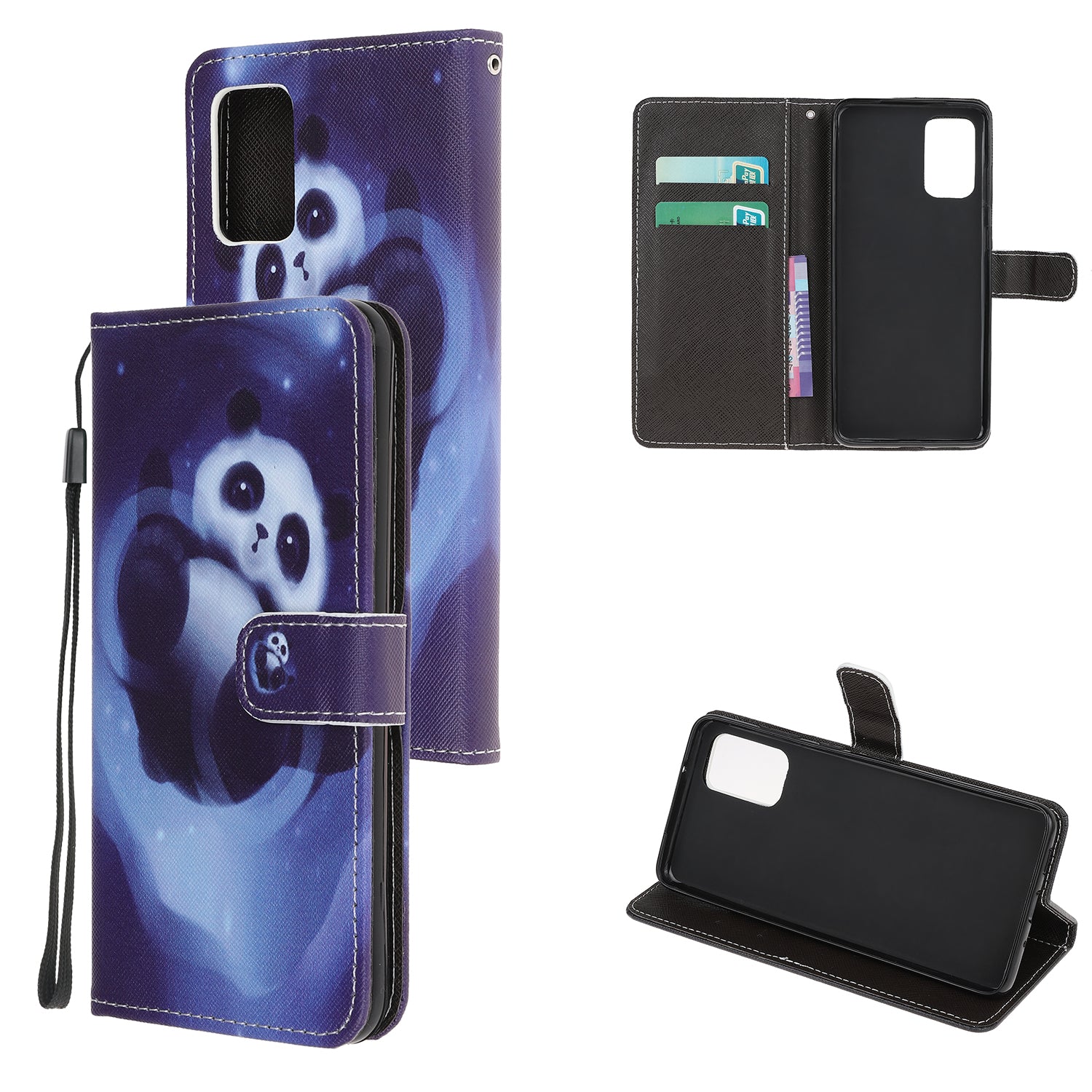 Pattern Printing Cross Texture Leather Wallet Case with Strap for Samsung Galaxy S20 4G/S20 5G - Panda