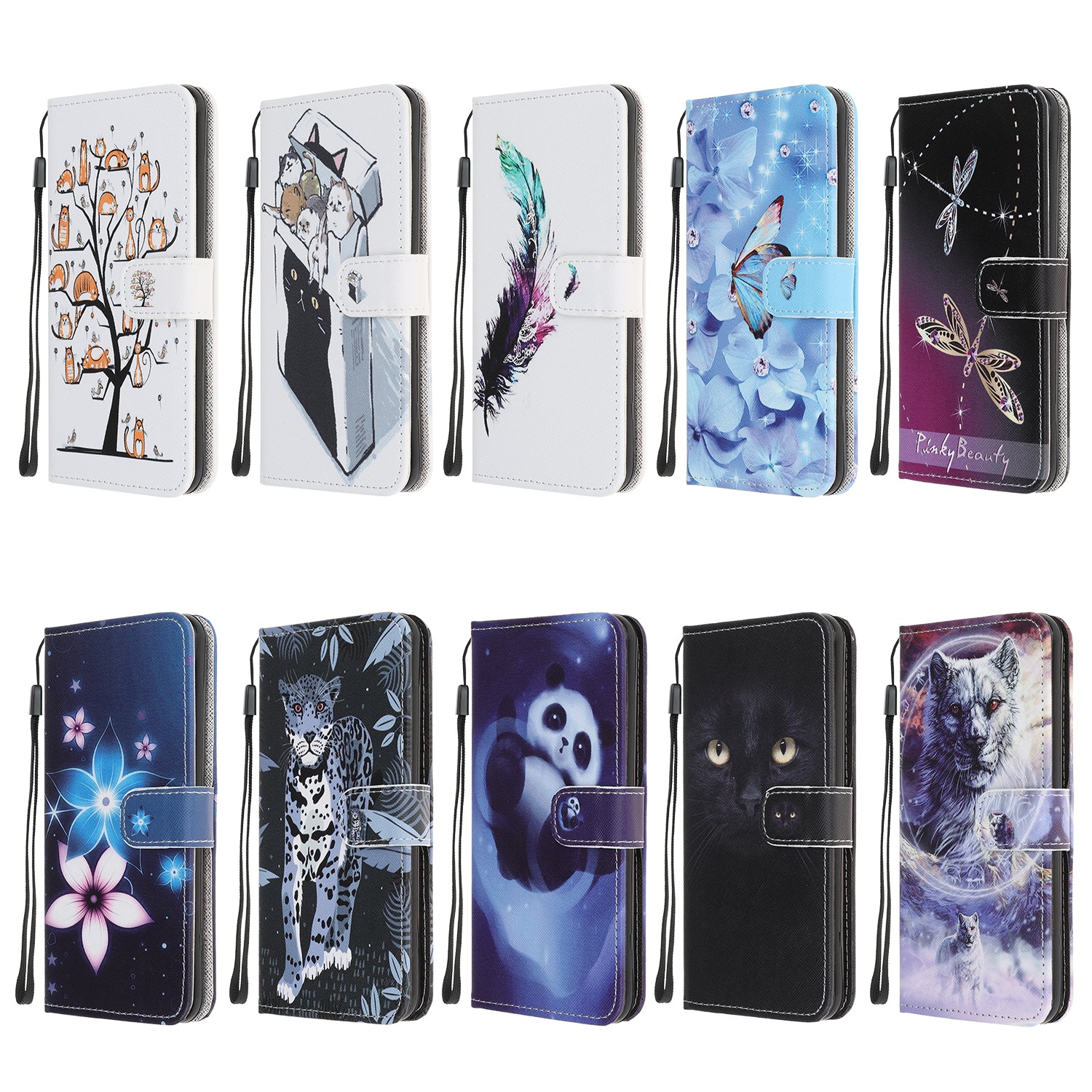 Pattern Printing Cross Texture Leather Wallet Case with Strap for Samsung Galaxy S20 4G/S20 5G - Panda