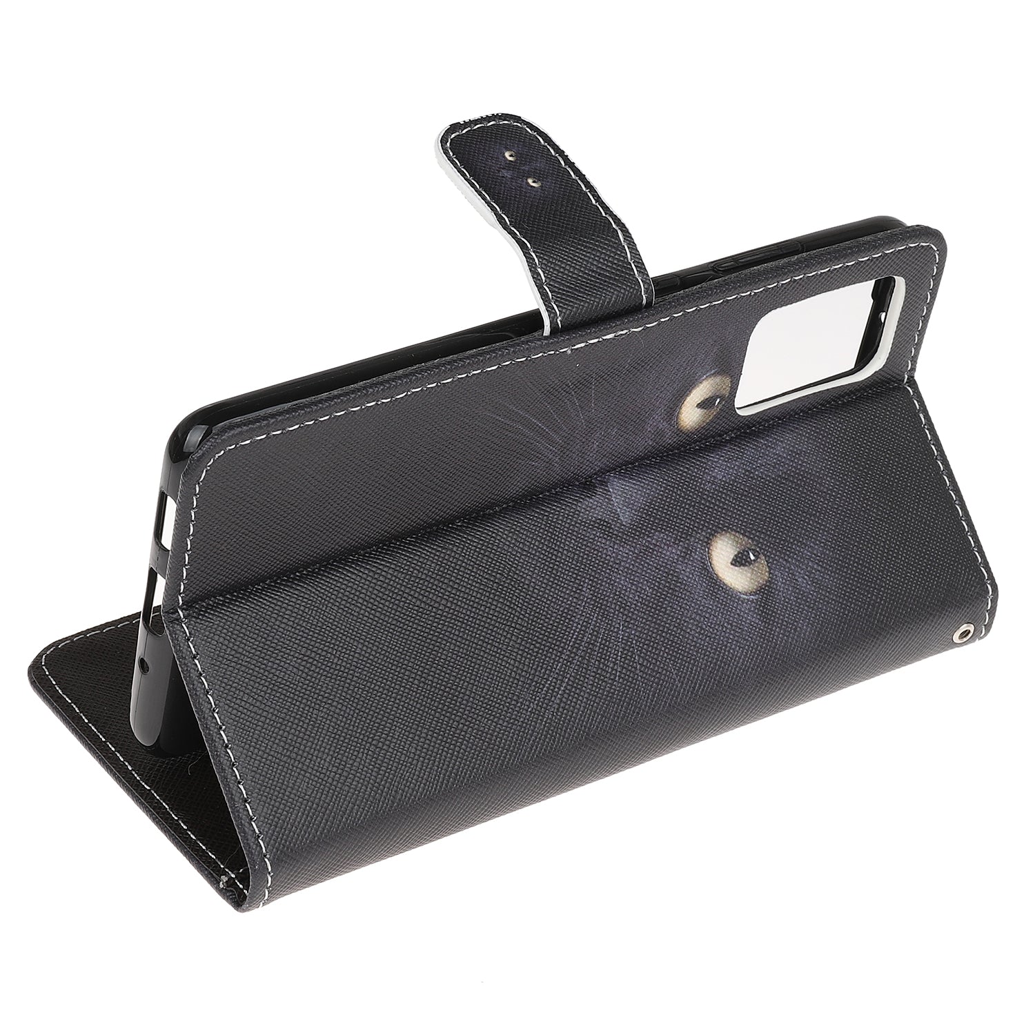 Pattern Printing Cross Texture Leather Wallet Case with Strap for Samsung Galaxy S20 4G/S20 5G - Cat in the Dark