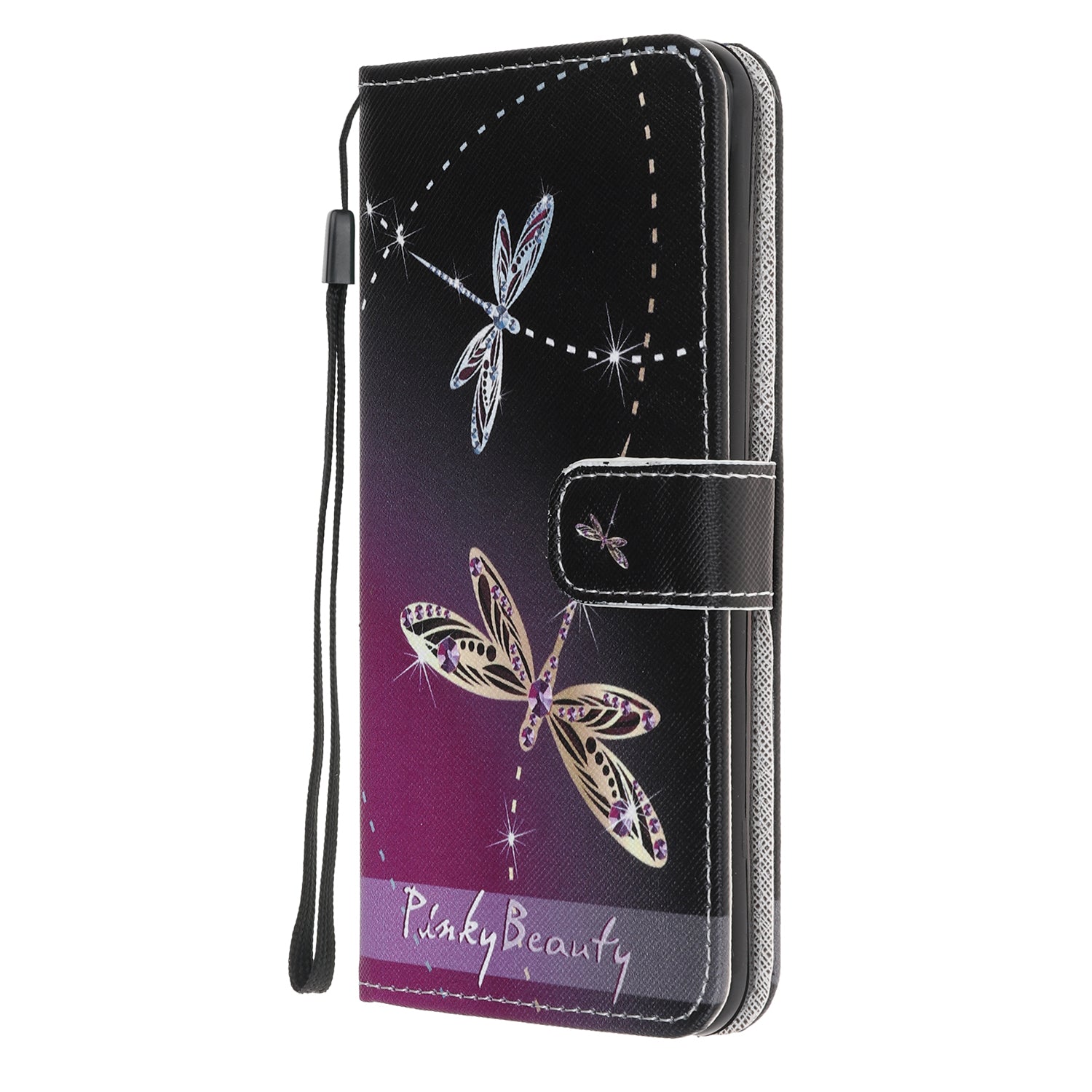 Pattern Printing Cross Texture Leather Wallet Case with Strap for Samsung Galaxy S20 4G/S20 5G - Dragonfly