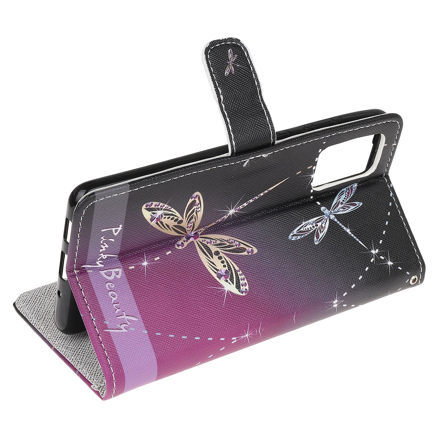 Pattern Printing Cross Texture Leather Wallet Case with Strap for Samsung Galaxy S20 4G/S20 5G - Dragonfly