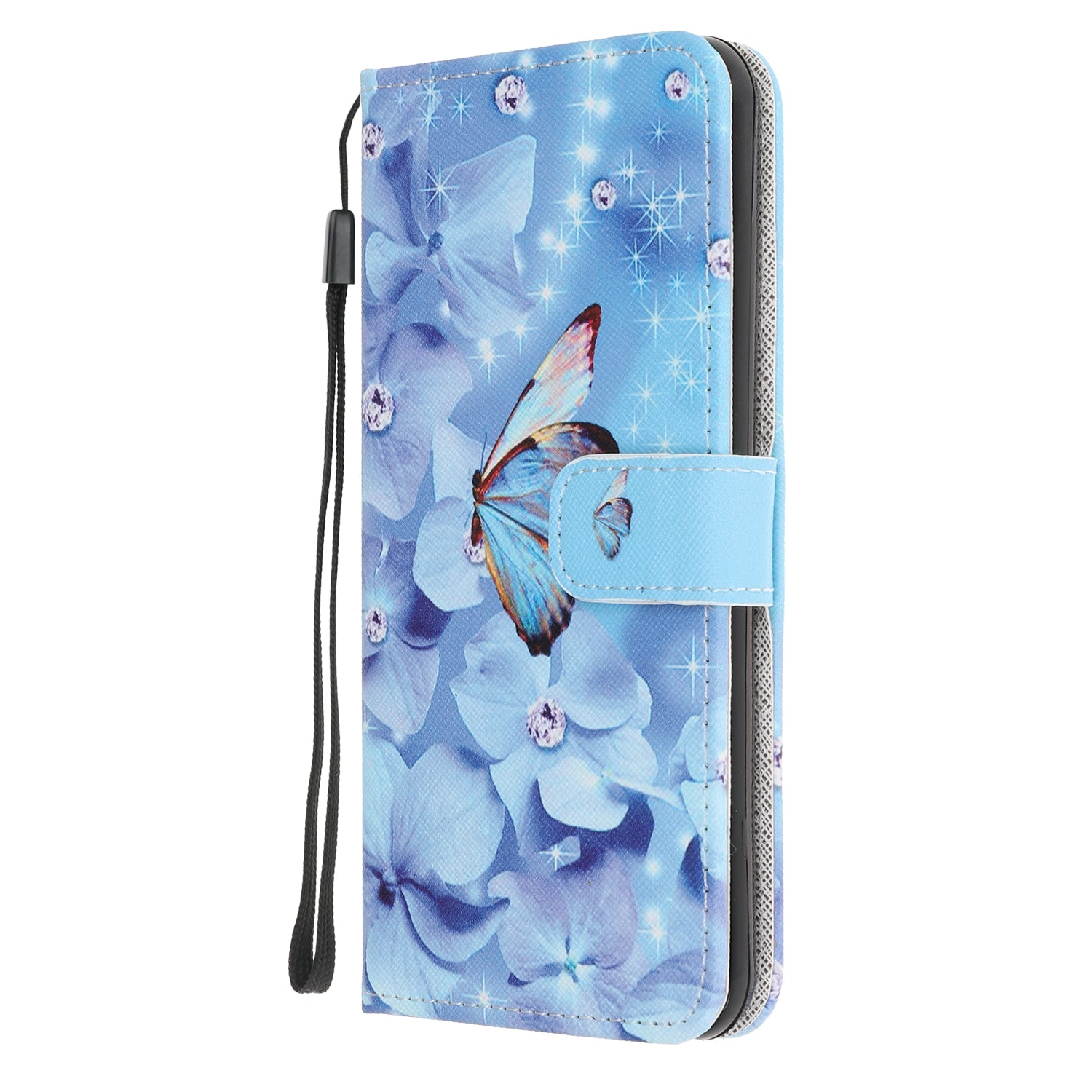 Pattern Printing Cross Texture Leather Wallet Case with Strap for Samsung Galaxy S20 4G/S20 5G - Butterfly and Flowers