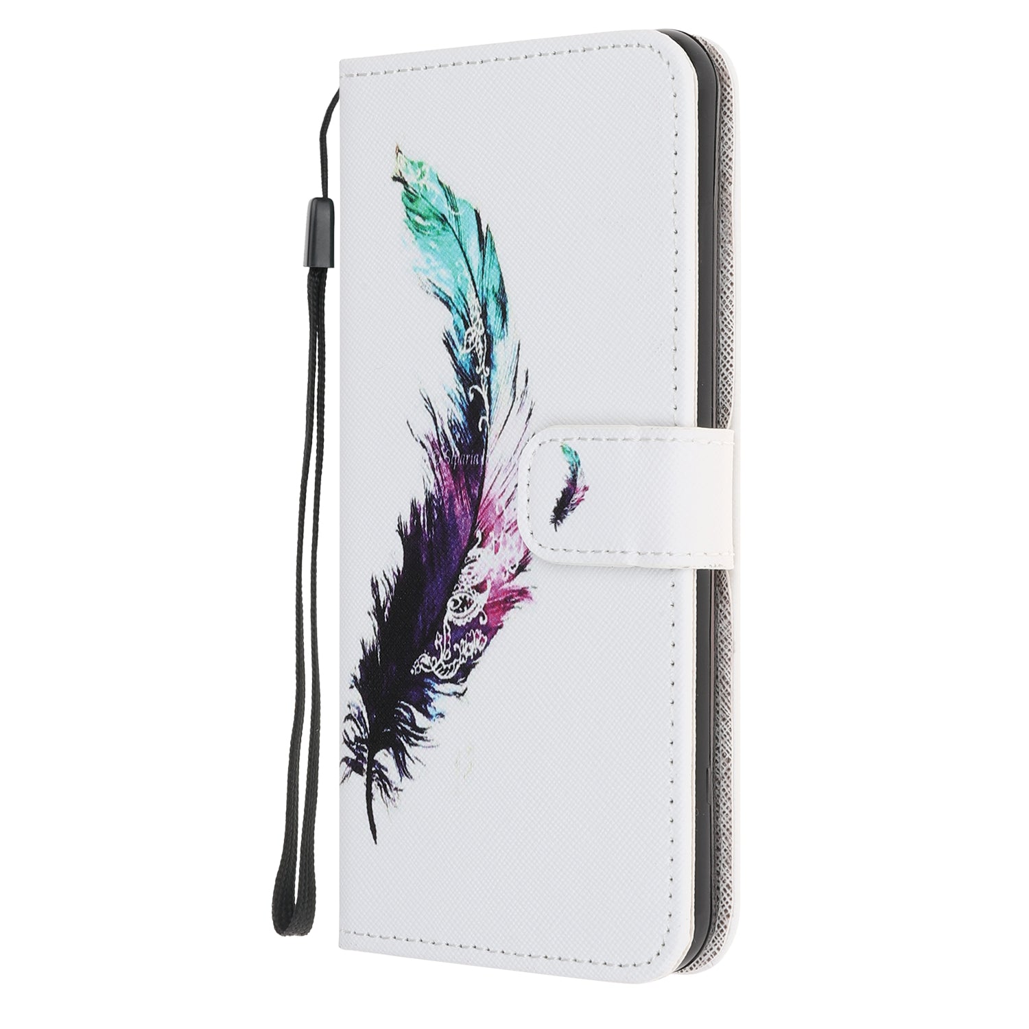 Pattern Printing Cross Texture Leather Wallet Case with Strap for Samsung Galaxy S20 4G/S20 5G - Feather