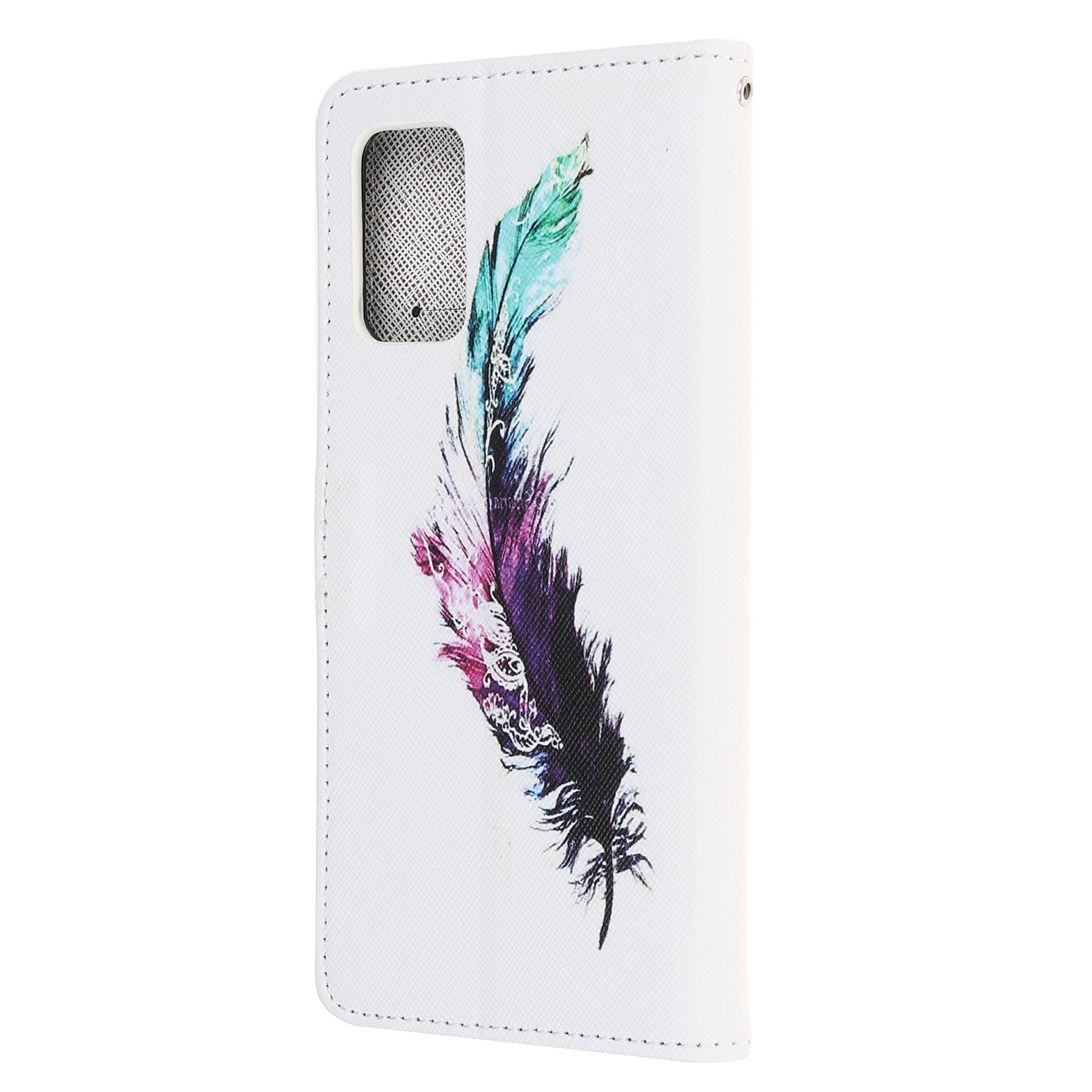 Pattern Printing Cross Texture Leather Wallet Case with Strap for Samsung Galaxy S20 4G/S20 5G - Feather