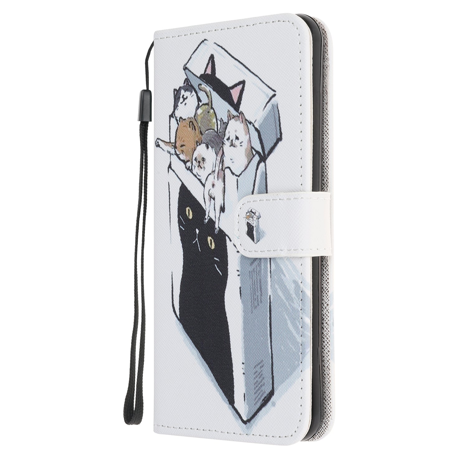 Pattern Printing Cross Texture Leather Wallet Case with Strap for Samsung Galaxy S20 4G/S20 5G - Cats