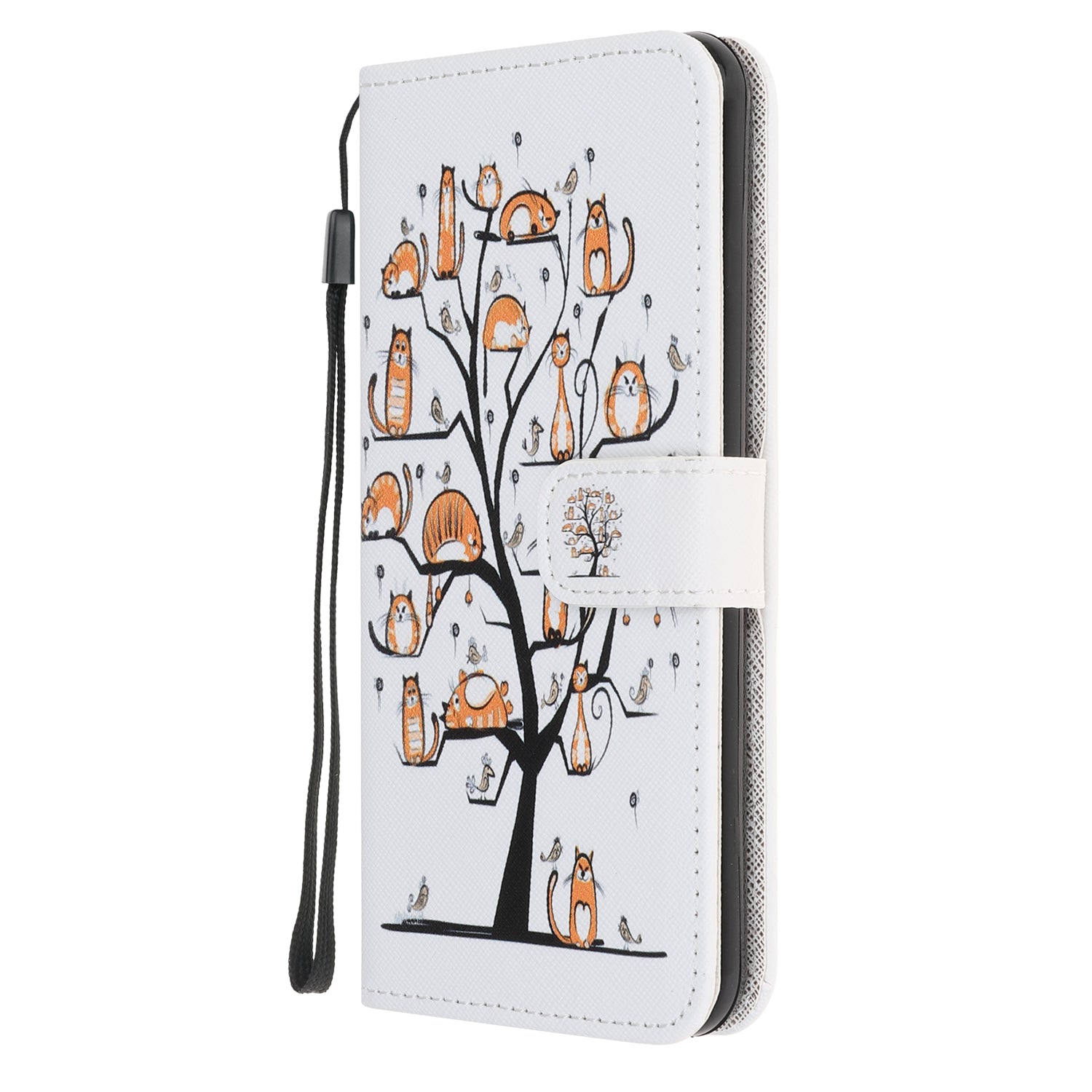 Pattern Printing Cross Texture Leather Wallet Case with Strap for Samsung Galaxy S20 4G/S20 5G - Animals on Tree